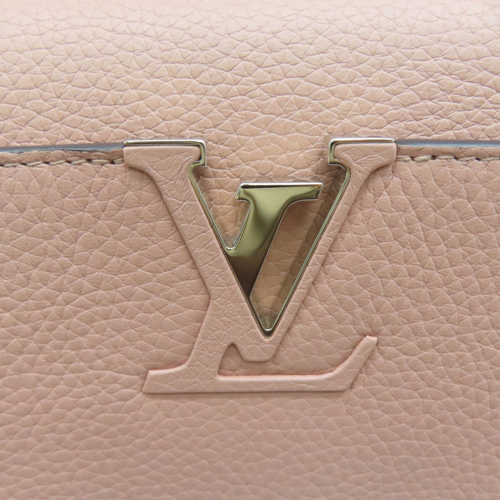 LOUIS VUITTON [Sharp Discount] Taurillon Leather/Snakeskin Leather Capucines MM Silver Buckle Shoulder Bag Pink