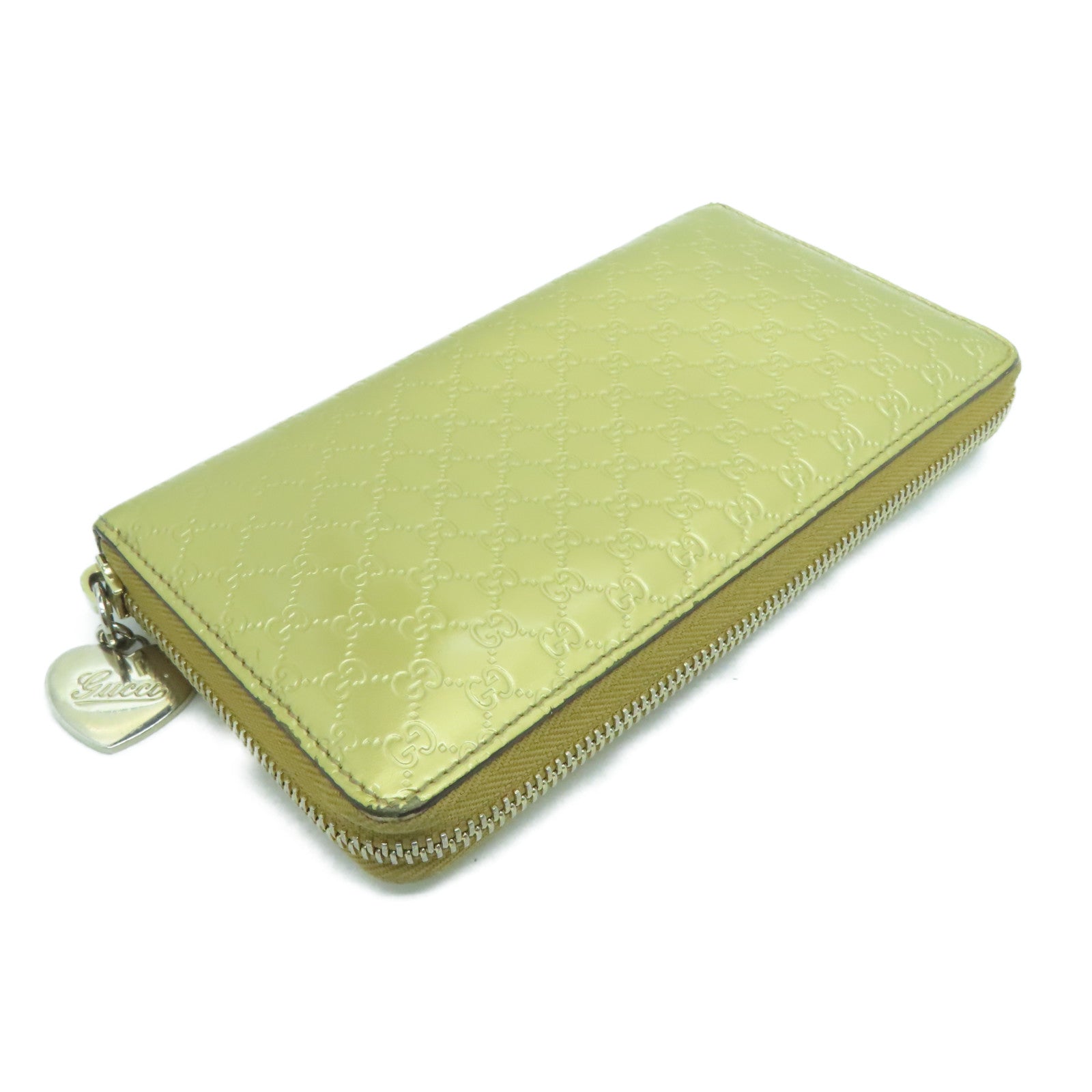 GUCCI 【激減優惠】漆皮皮革Round Wallet金扣長錢包金色