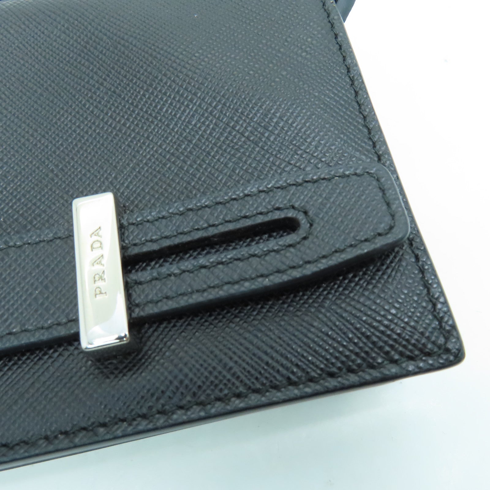 PRADA Saffiano皮革Clutch Bag銀扣手拿包