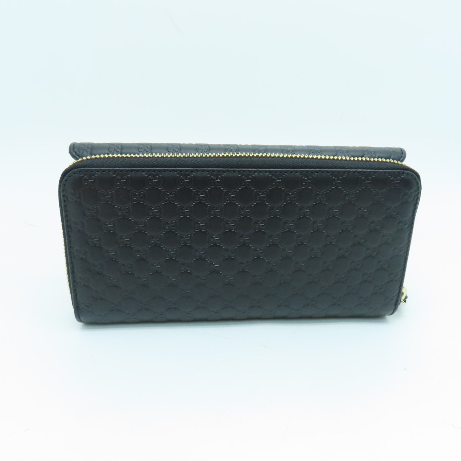 GUCCI 牛皮皮革Long Wallet金扣長錢包黑色
