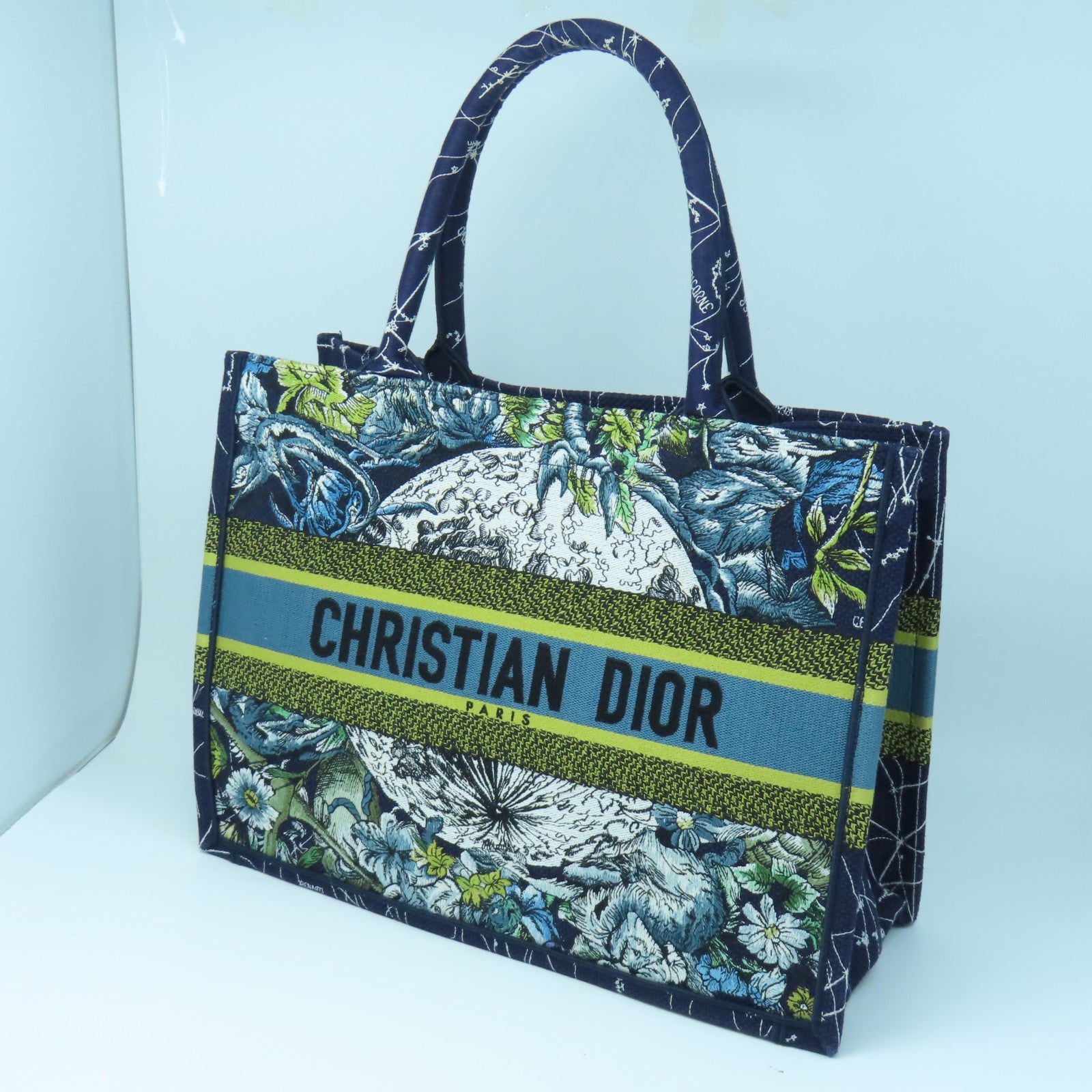 Dior Canvas Dior Book Handle Bag Dark Blue/Yellow/White