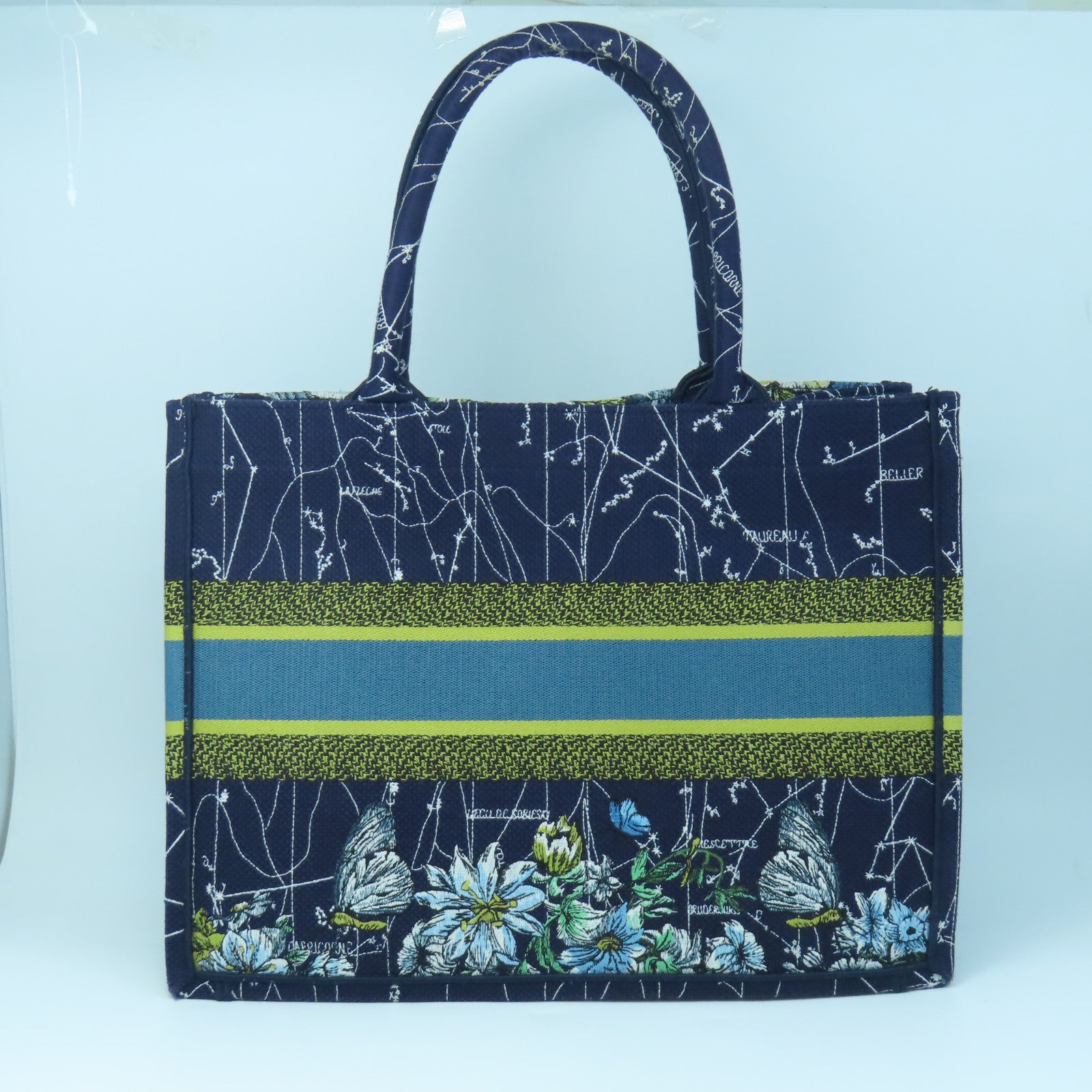 Dior Canvas Dior Book Handle Bag Dark Blue/Yellow/White
