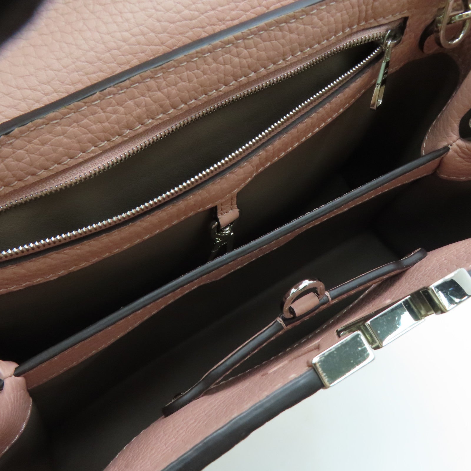 LOUIS VUITTON [Sharp Discount] Taurillon Leather/Snakeskin Leather Capucines MM Silver Buckle Shoulder Bag Pink