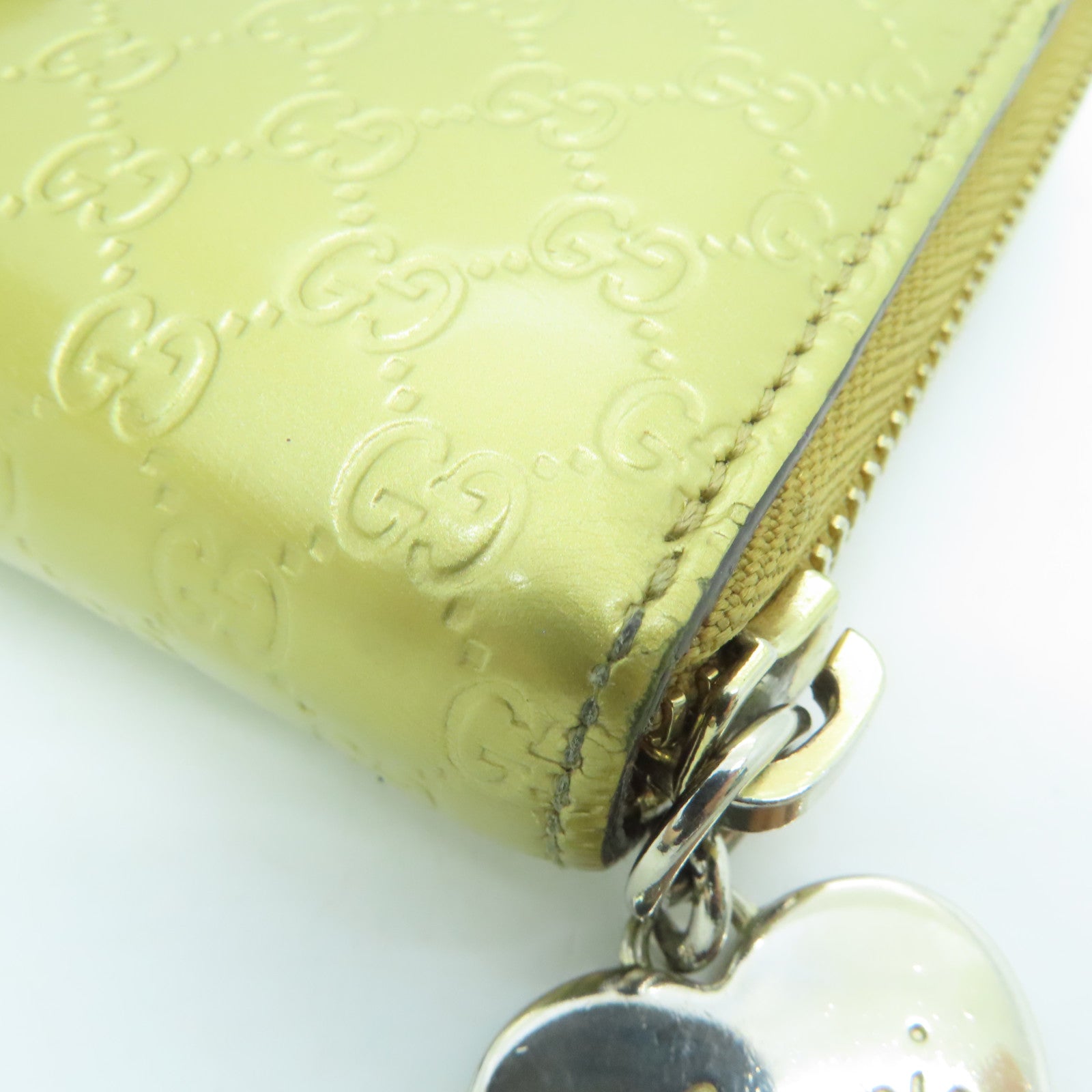 GUCCI 【激減優惠】漆皮皮革Round Wallet金扣長錢包金色