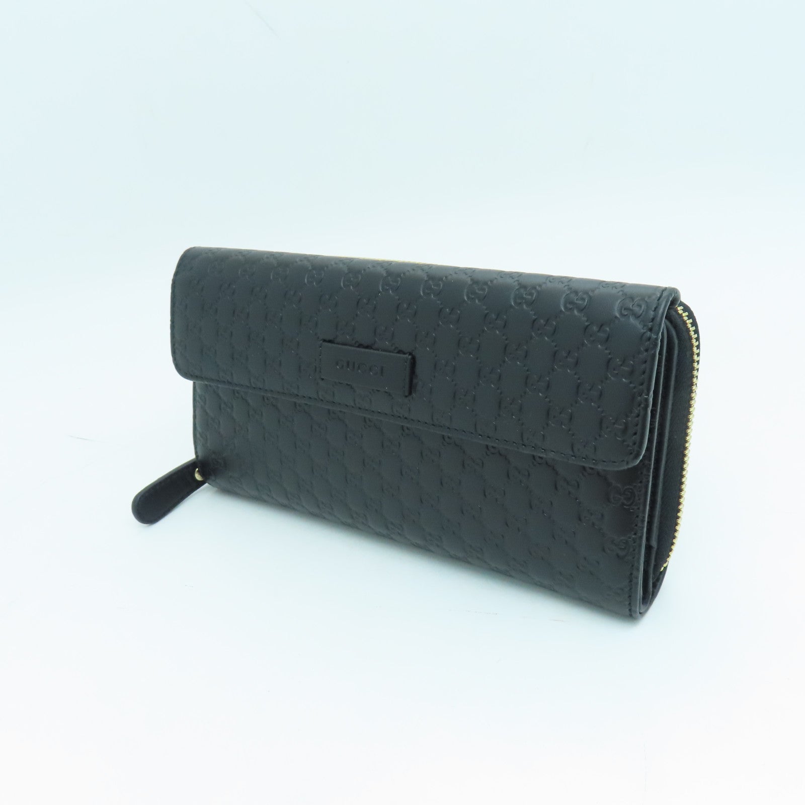 GUCCI 牛皮皮革Long Wallet金扣長錢包黑色