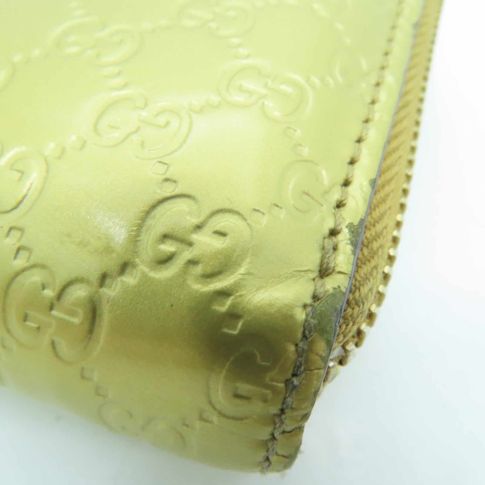 GUCCI 【激減優惠】漆皮皮革Round Wallet金扣長錢包金色