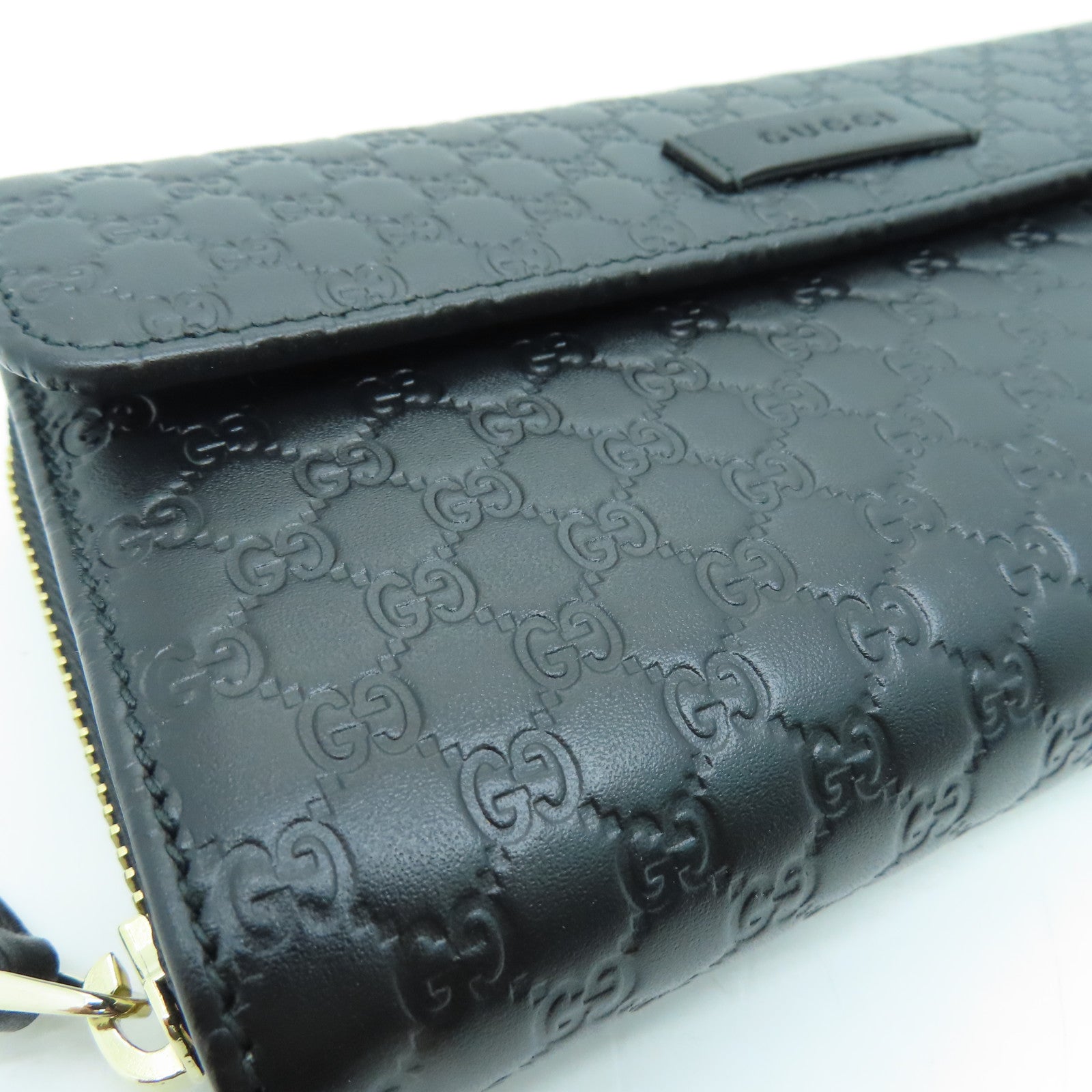 GUCCI 牛皮皮革Long Wallet金扣長錢包黑色