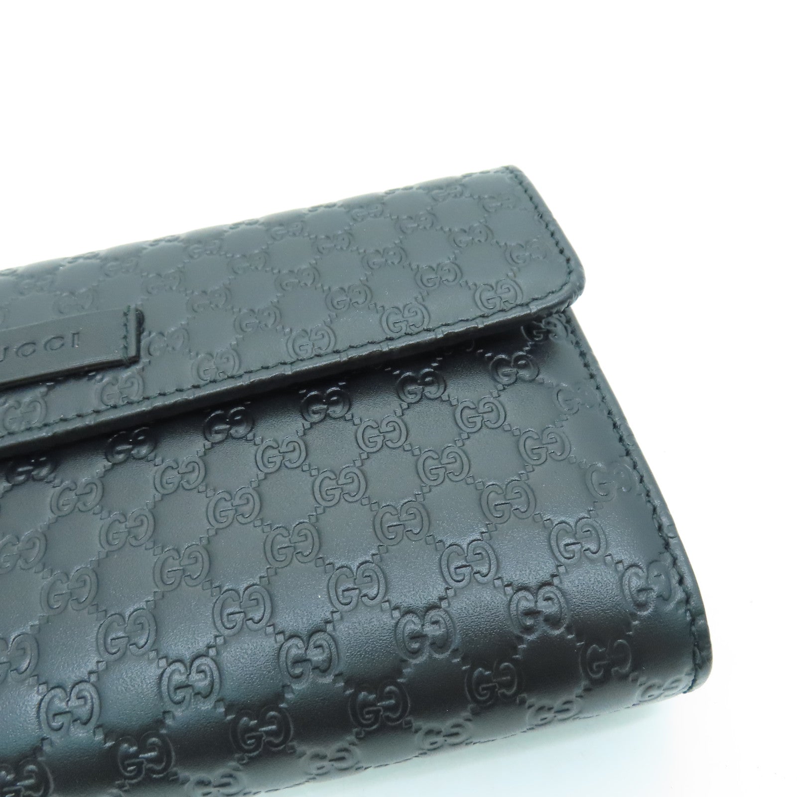 GUCCI 牛皮皮革Long Wallet金扣長錢包黑色