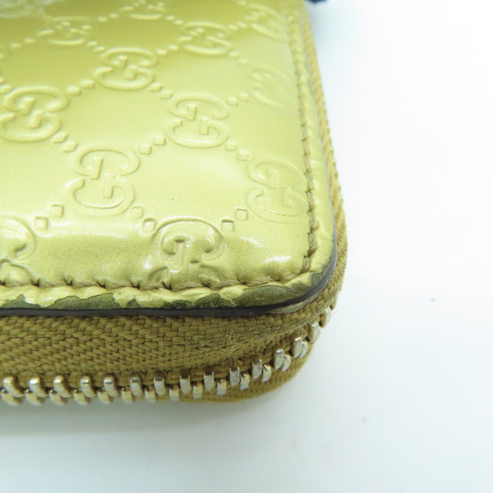 GUCCI 【激減優惠】漆皮皮革Round Wallet金扣長錢包金色
