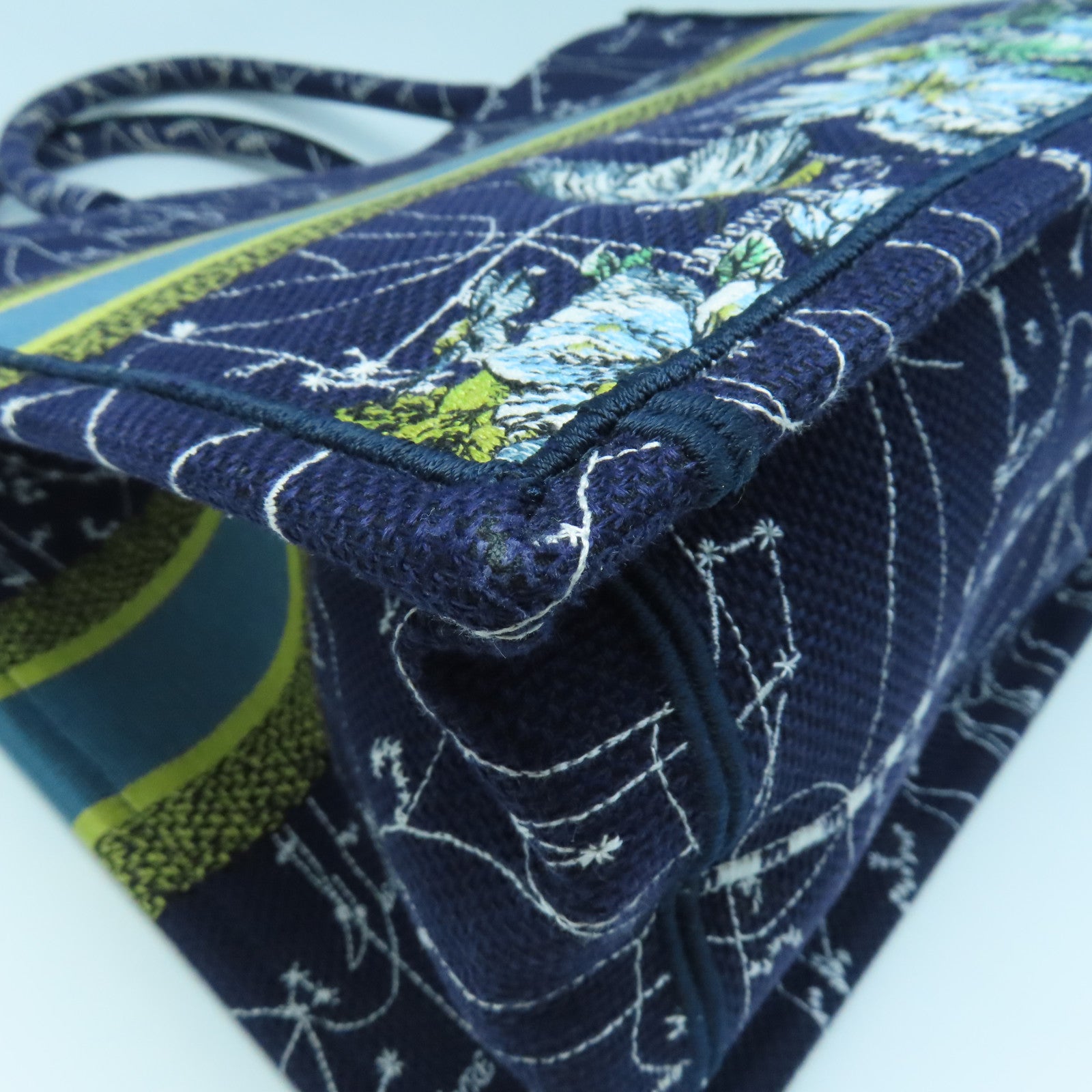 Dior Canvas Dior Book Handle Bag Dark Blue/Yellow/White