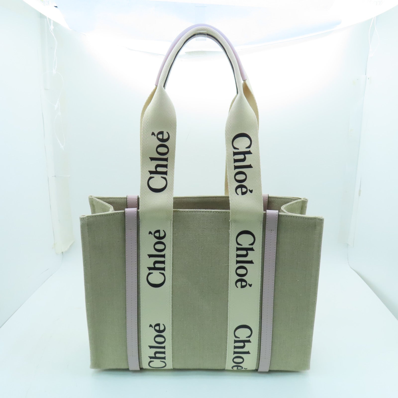 Chloe 【激減優惠】帆布Woody Bag Medium手挽袋米色/粉紅色/白色