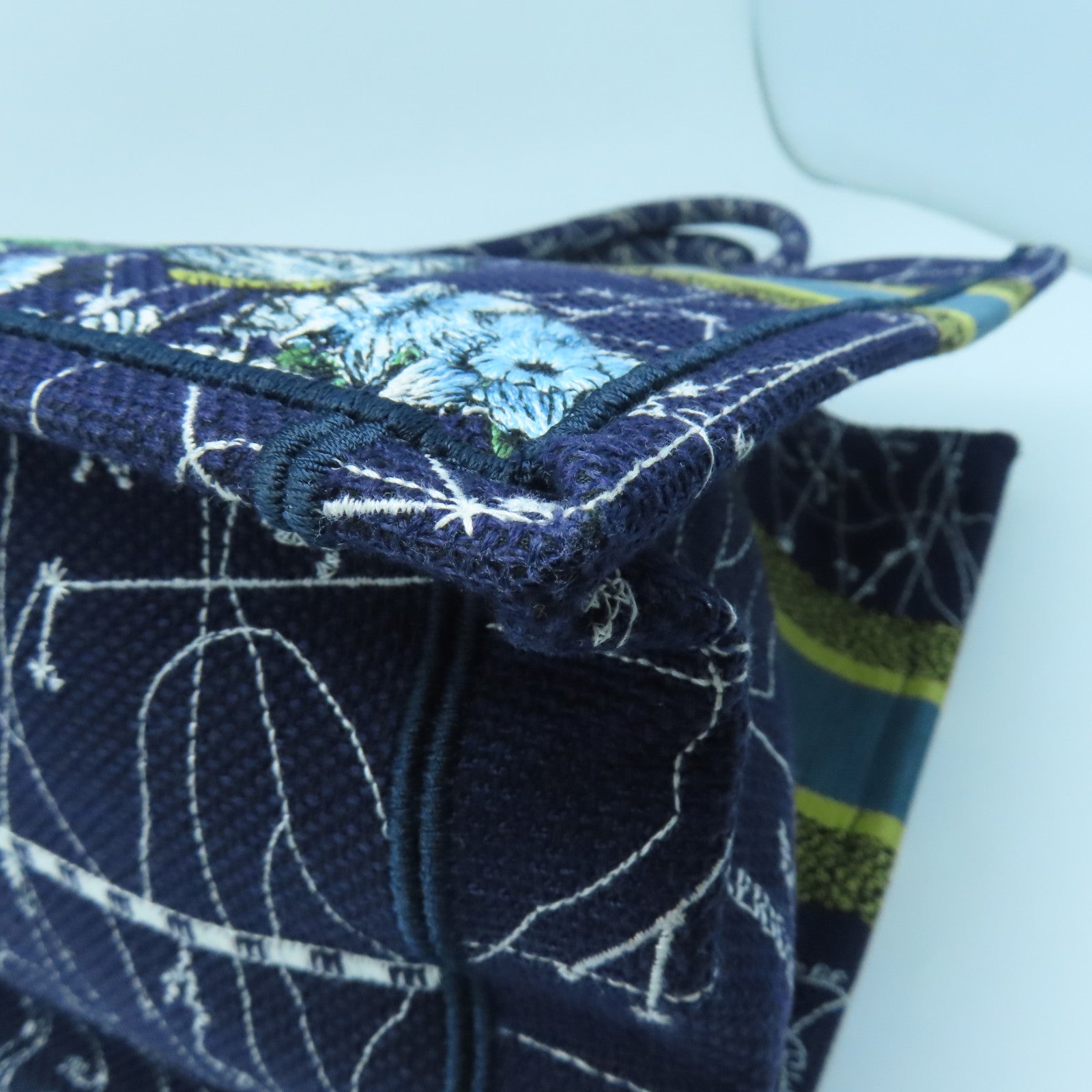 Dior Canvas Dior Book Handle Bag Dark Blue/Yellow/White