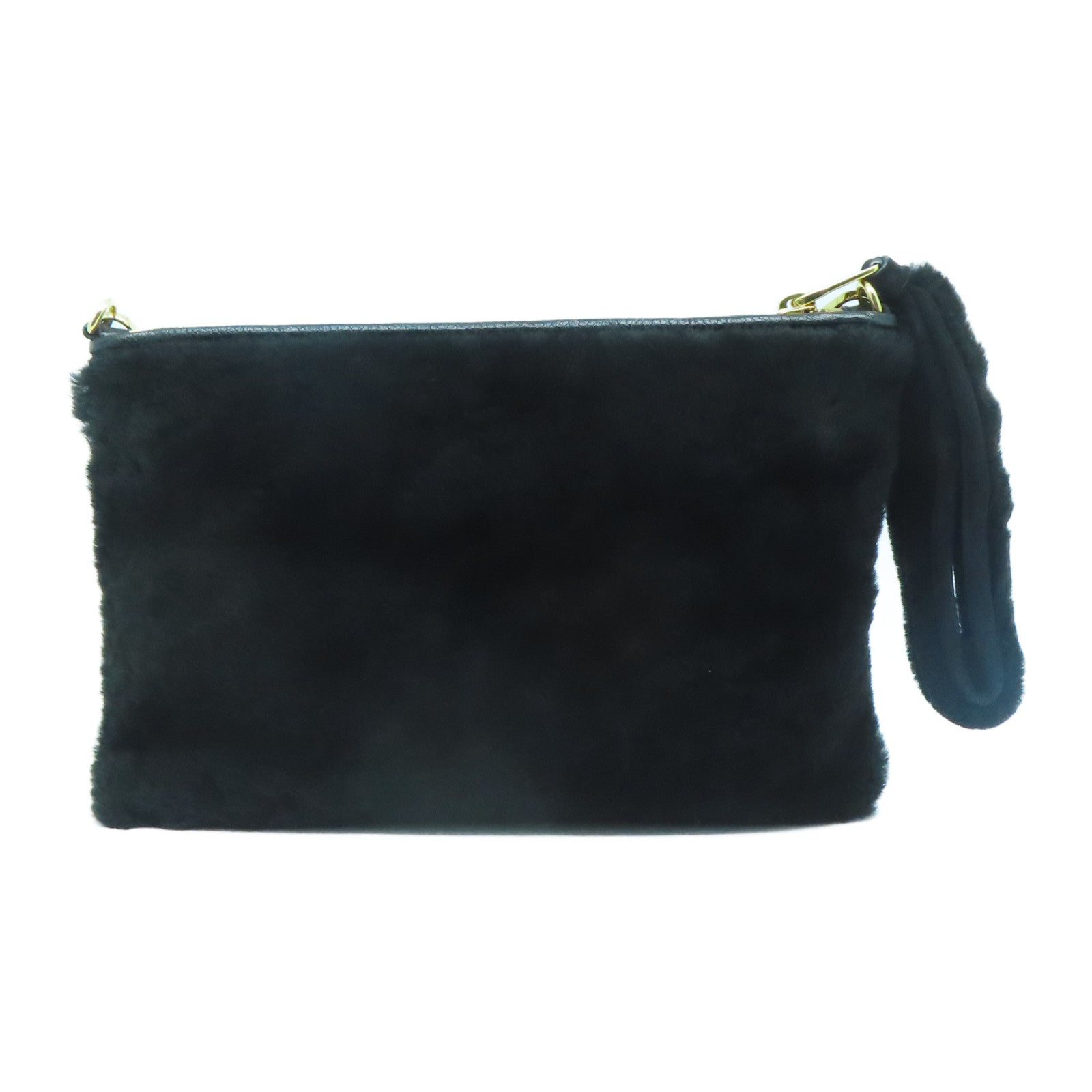 Miu Miu 毛茸Clutch With Chain金扣肩背袋/手拿包黑色