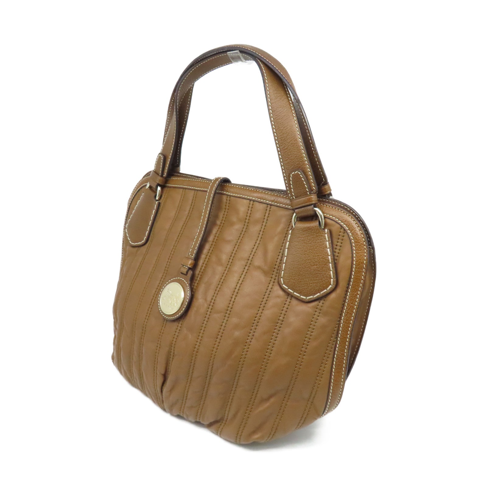 CELINE 牛皮皮革Shoulder Bag銀扣肩背袋啡色