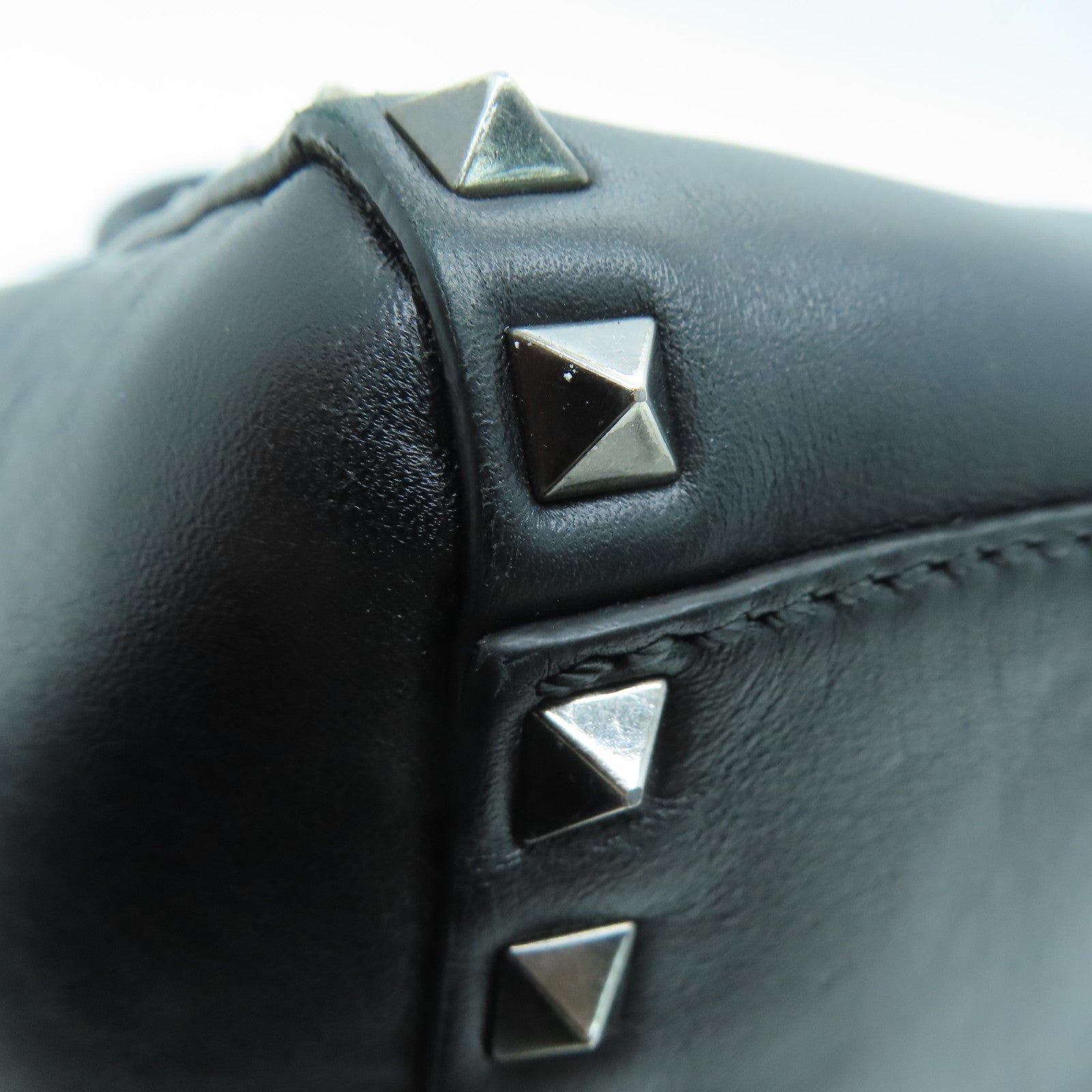 Valentino 牛皮皮革2way Shoulder Bag银扣手挽肩背两用袋黑色