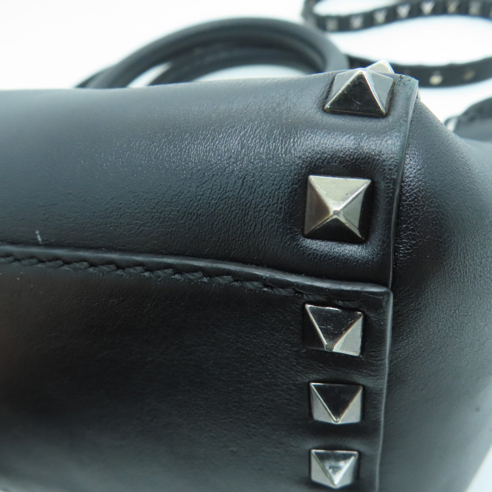 Valentino 牛皮皮革2way Shoulder Bag银扣手挽肩背两用袋黑色