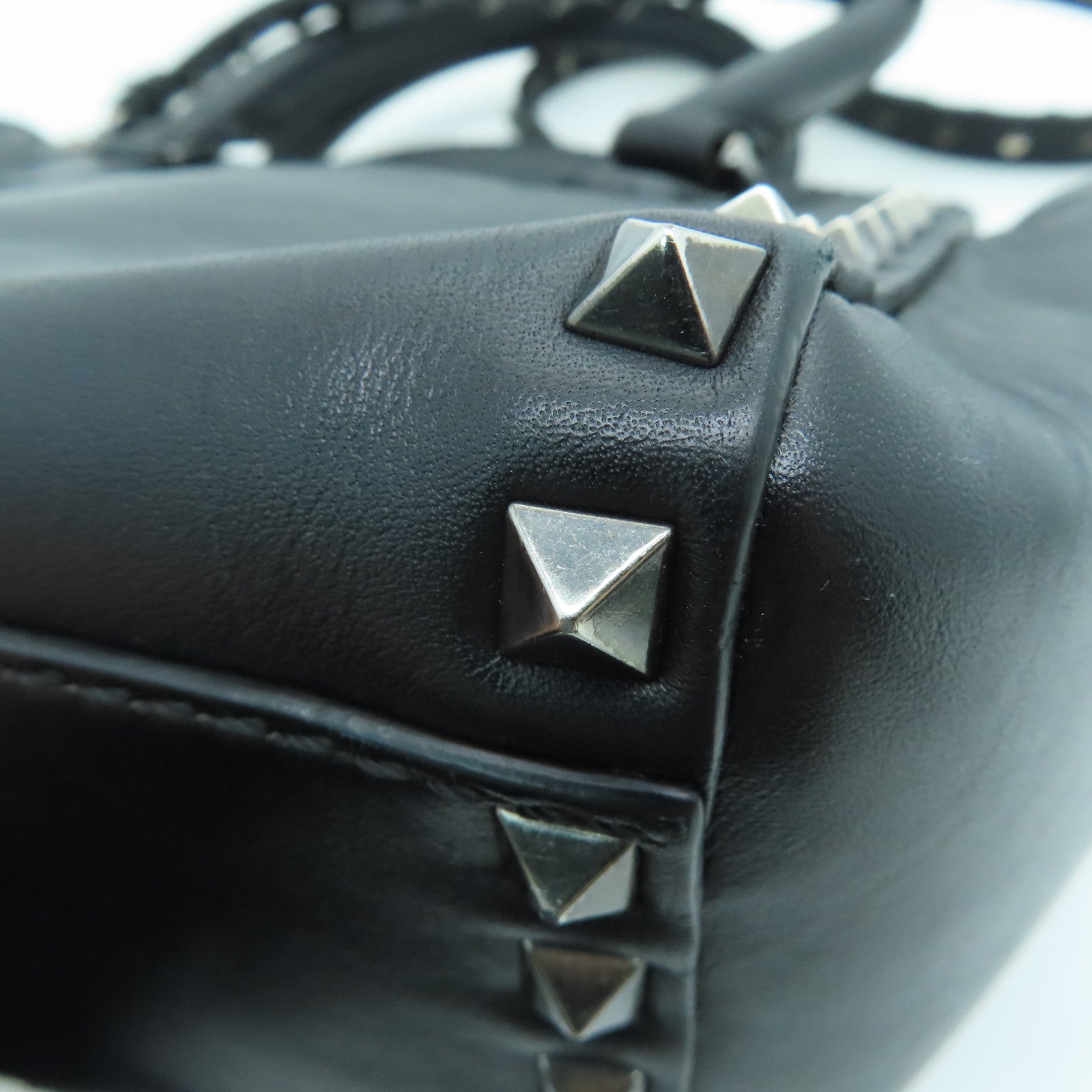 Valentino 牛皮皮革2way Shoulder Bag银扣手挽肩背两用袋黑色
