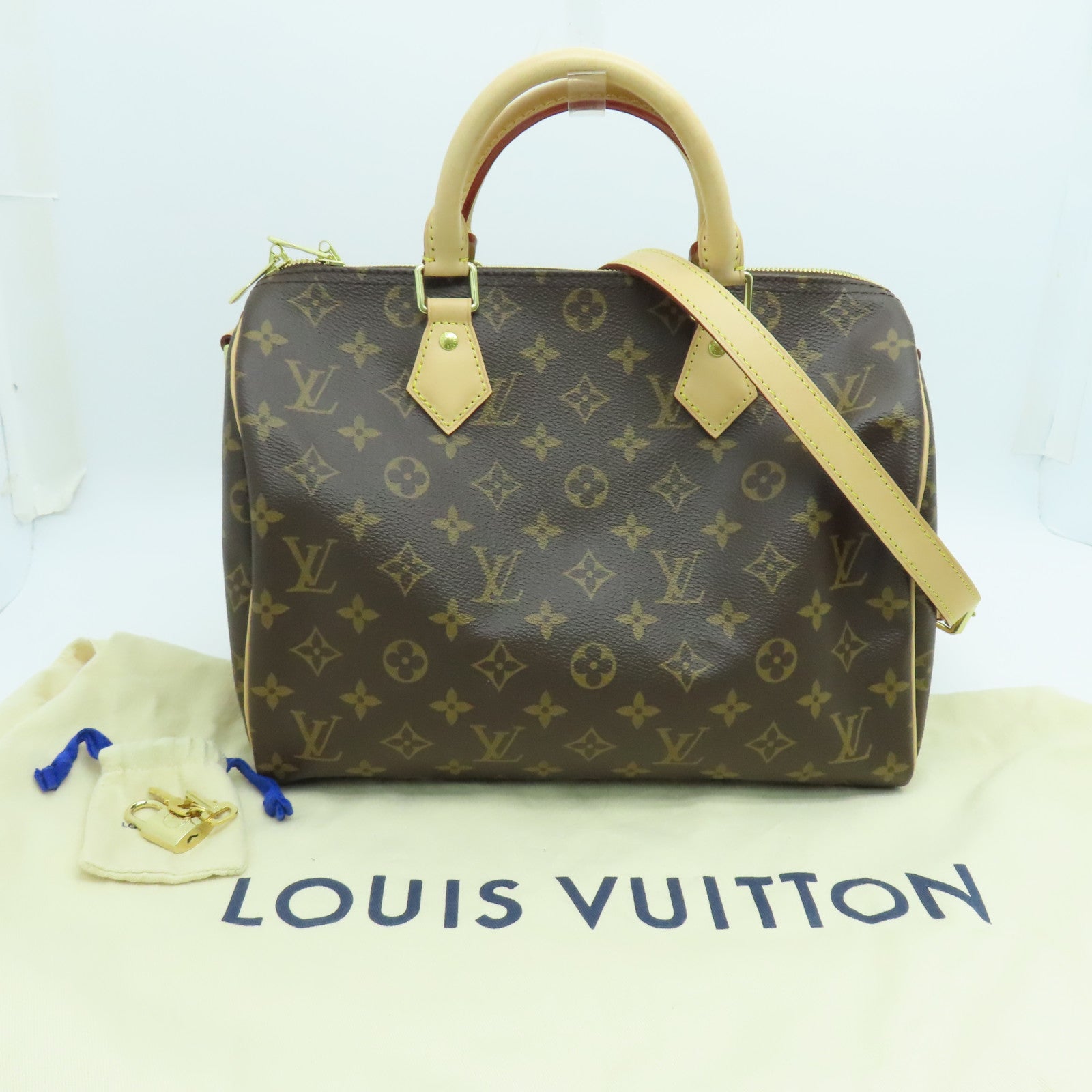 LOUIS VUITTON Monogram Speedy Bandouliere 30金扣手挽肩背兩用袋啡色