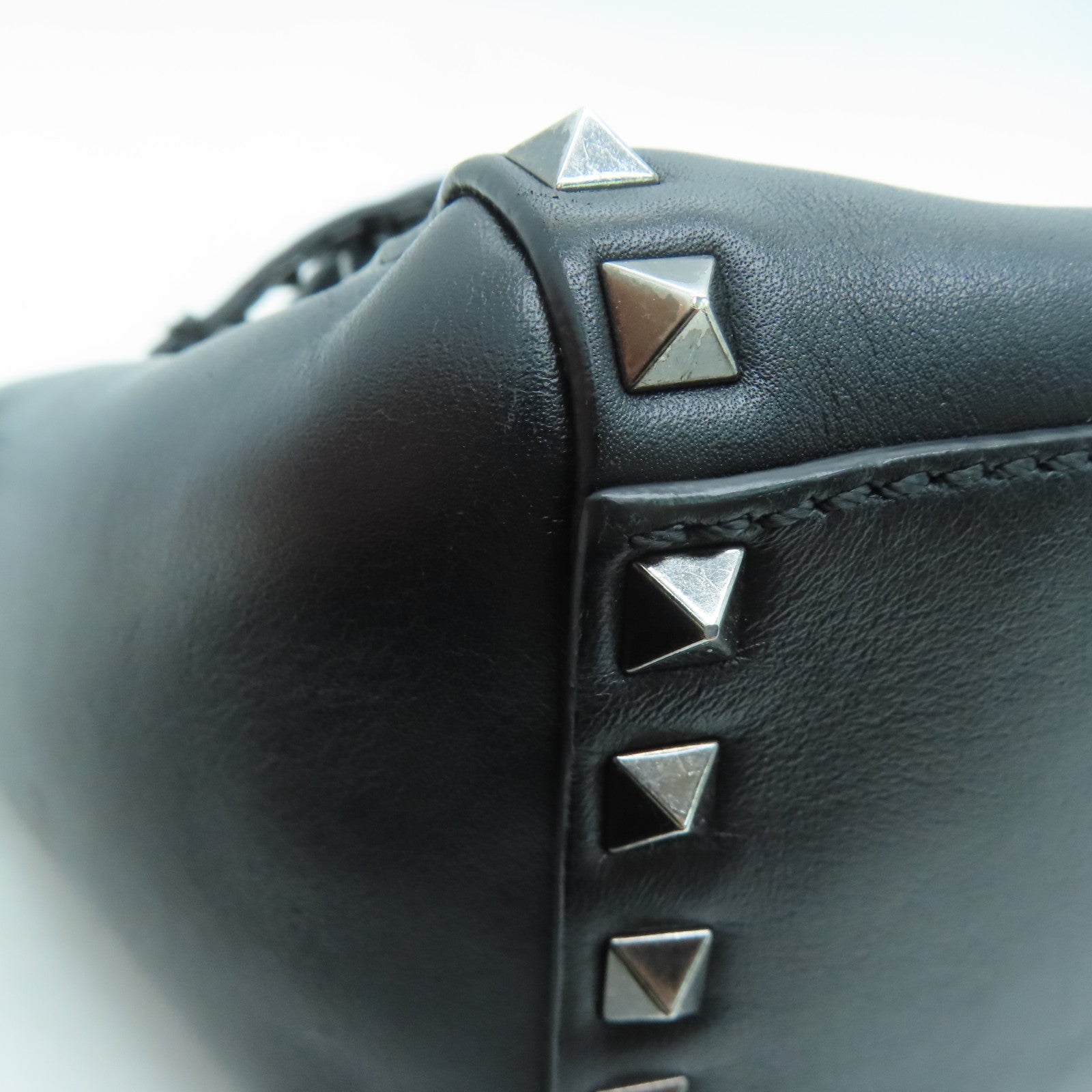 Valentino 牛皮皮革2way Shoulder Bag银扣手挽肩背两用袋黑色