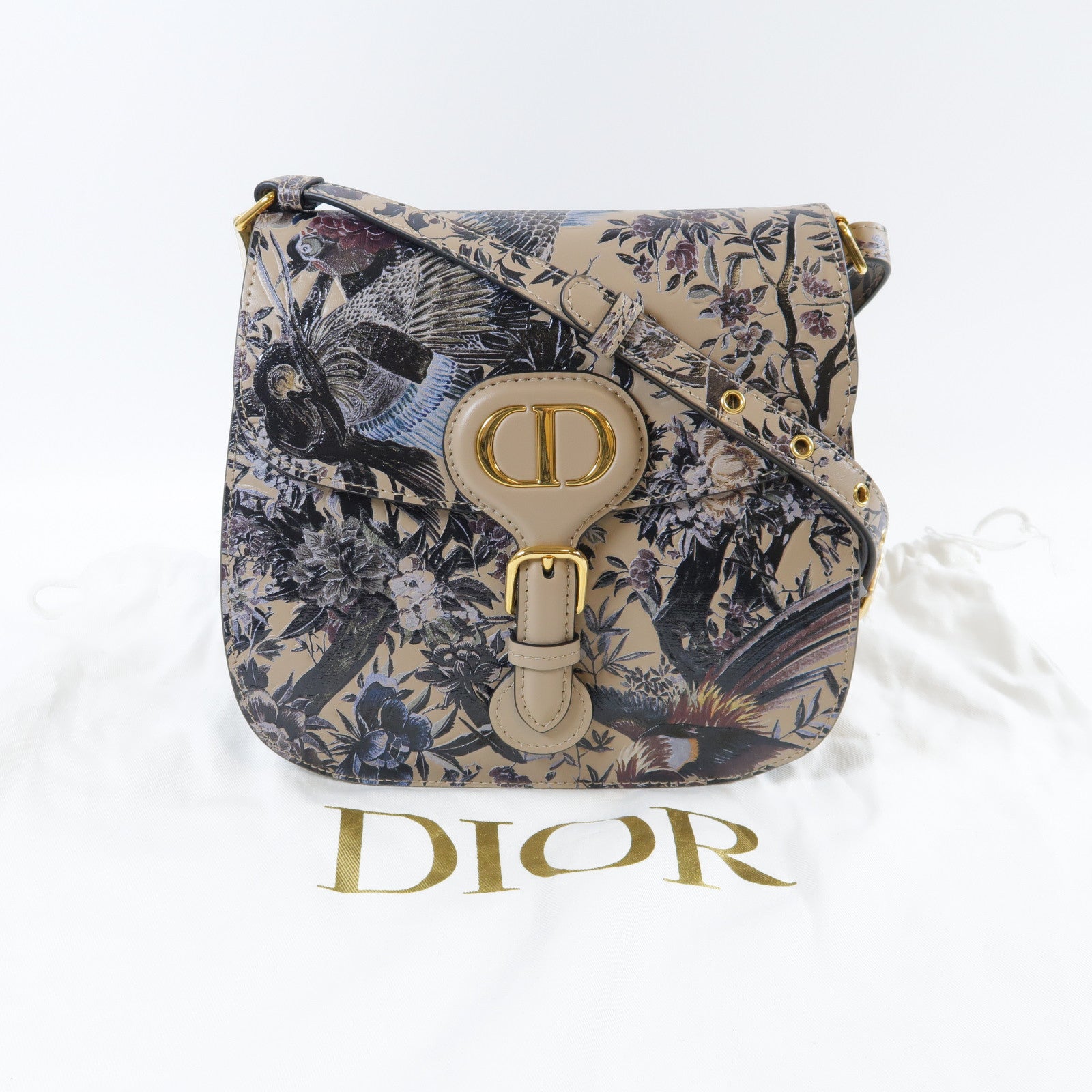 Dior 牛皮皮革Bobby Frame金扣肩背袋啡色/黑色