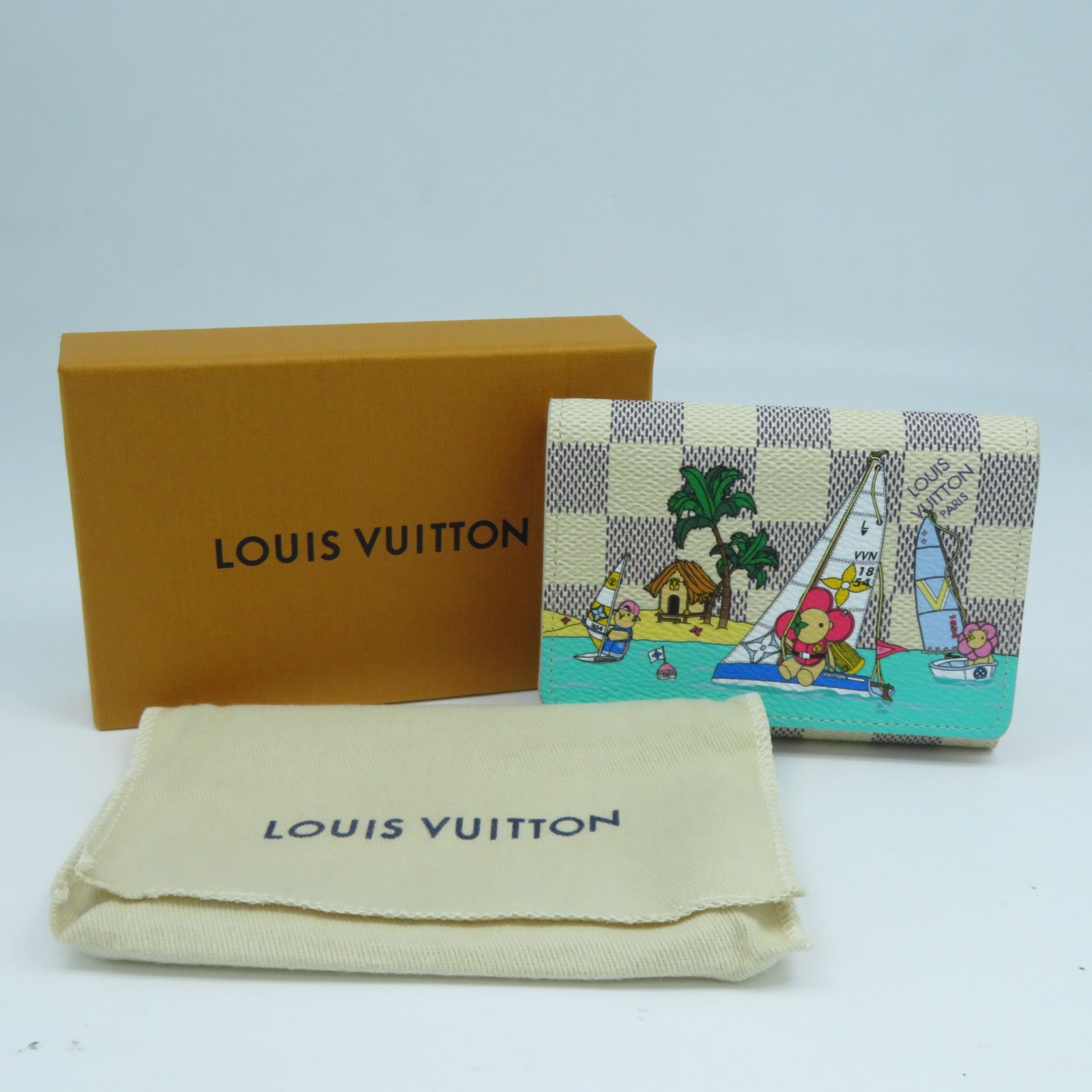 LOUIS VUITTON Damier Azur Rosalie金扣零錢包白色
