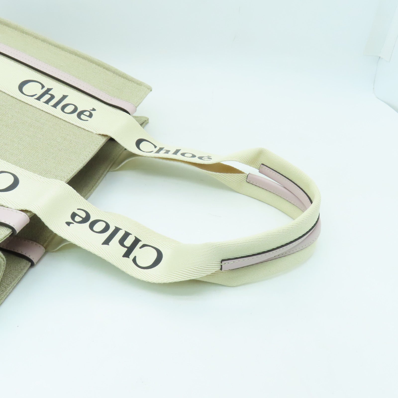 Chloe 【激減優惠】帆布Woody Bag Medium手挽袋米色/粉紅色/白色