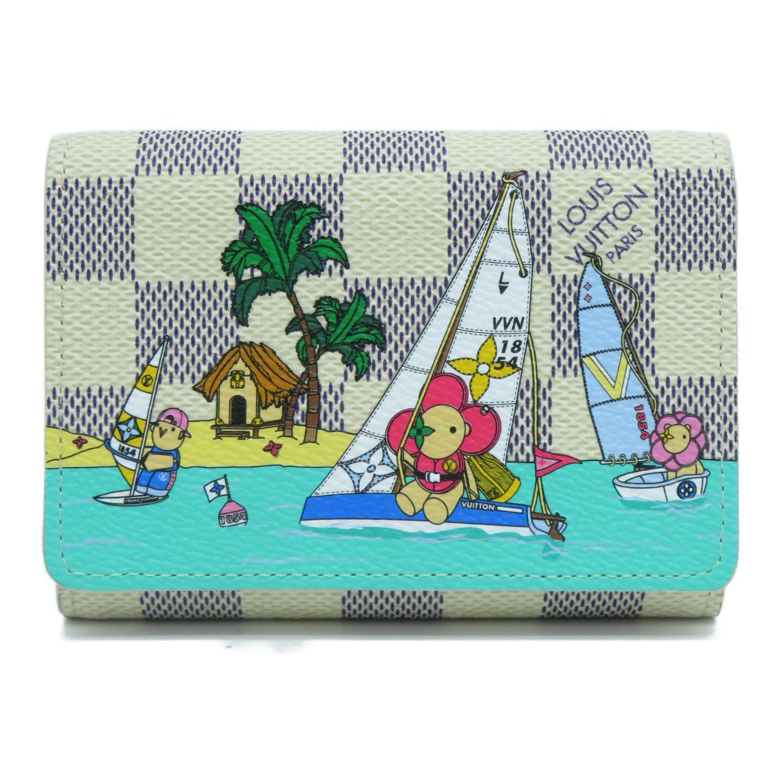 LOUIS VUITTON Damier Azur Rosalie金扣零錢包白色