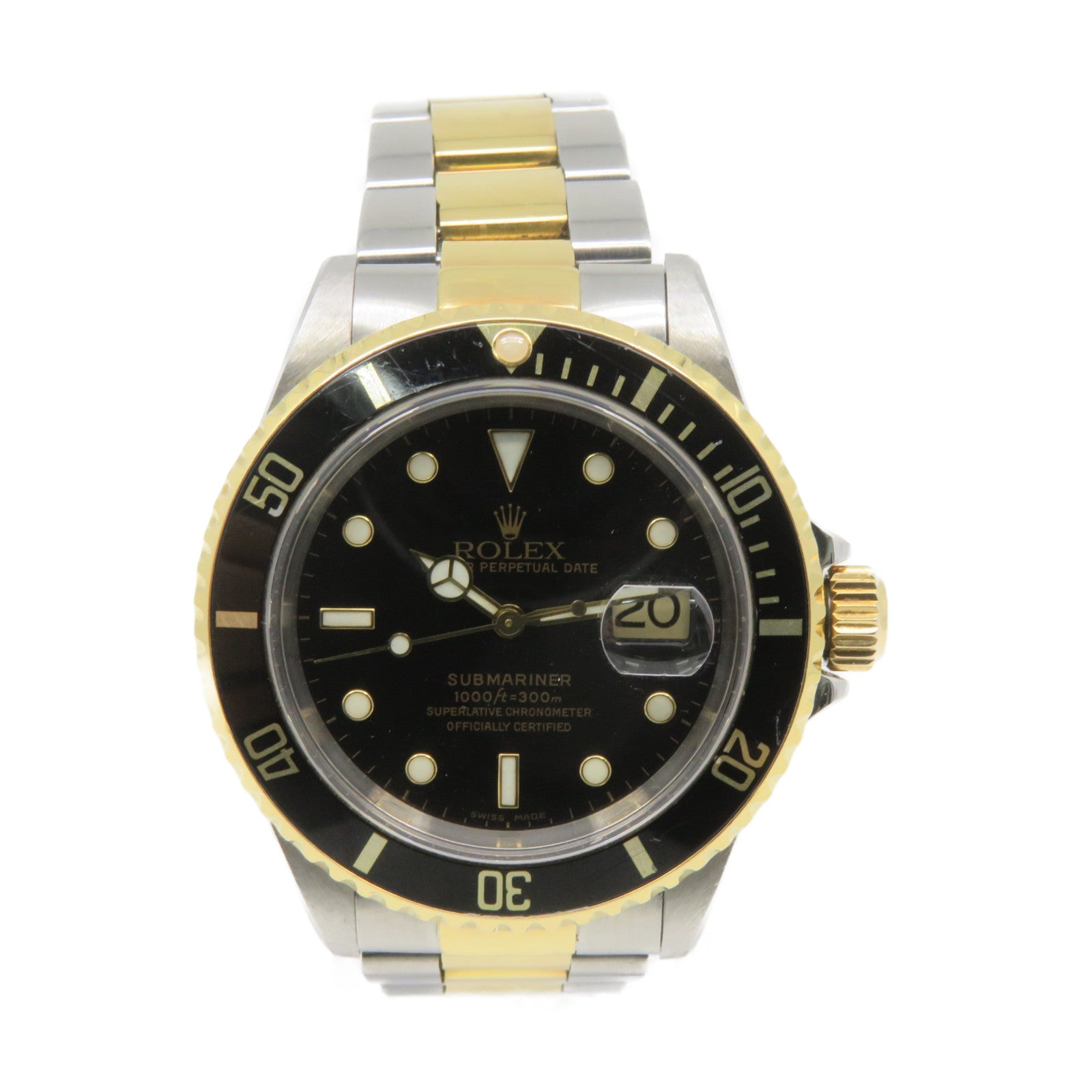 ROLEX Submarinar Date Watch 不鏽鋼/K18黃金自動機芯手錶黑色