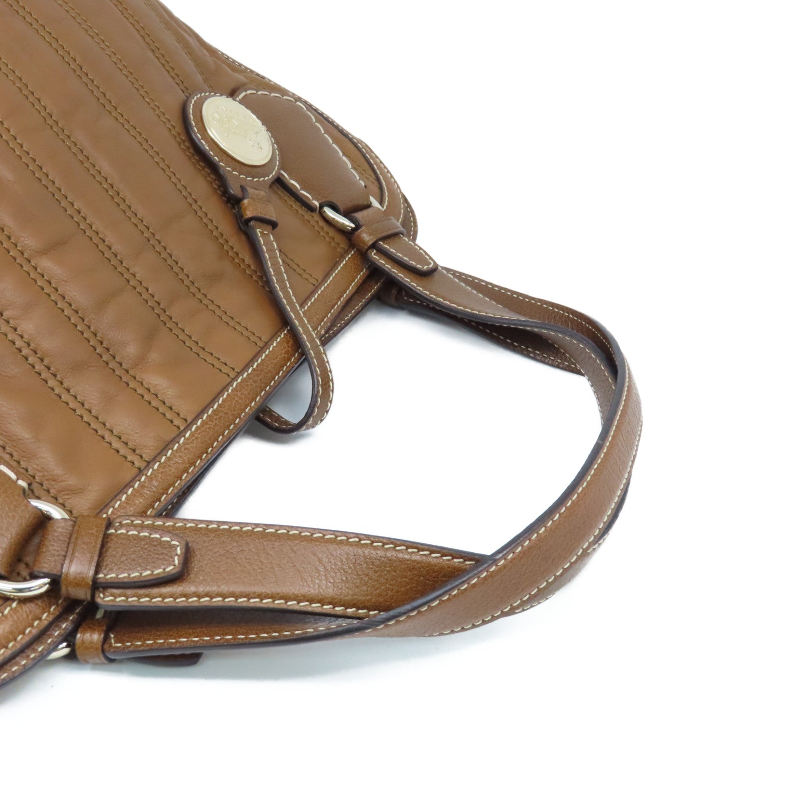 CELINE 牛皮皮革Shoulder Bag銀扣肩背袋啡色