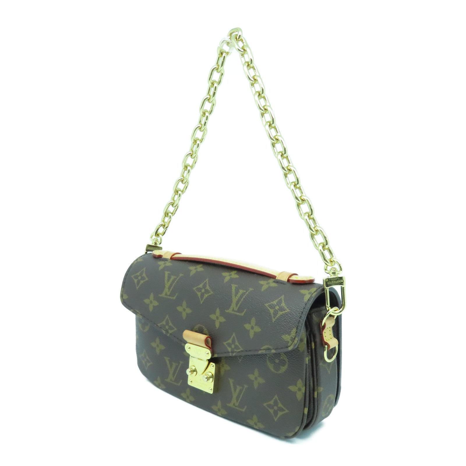 LOUIS VUITTON Monogram Pochette Metis East West金扣鏈帶手挽肩背兩用袋啡色