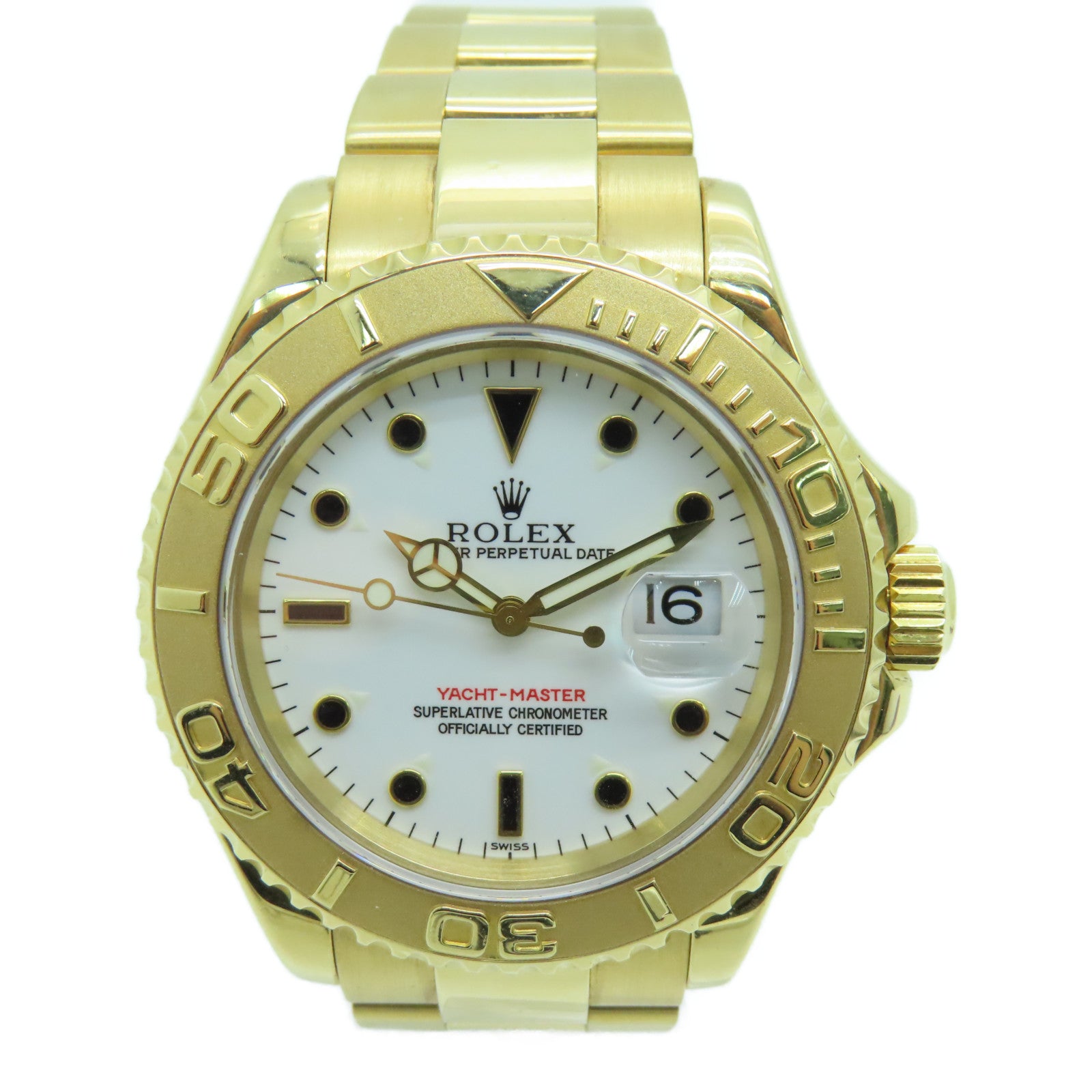ROLEX Yacht Master 18K黃金手錶自動機芯白色