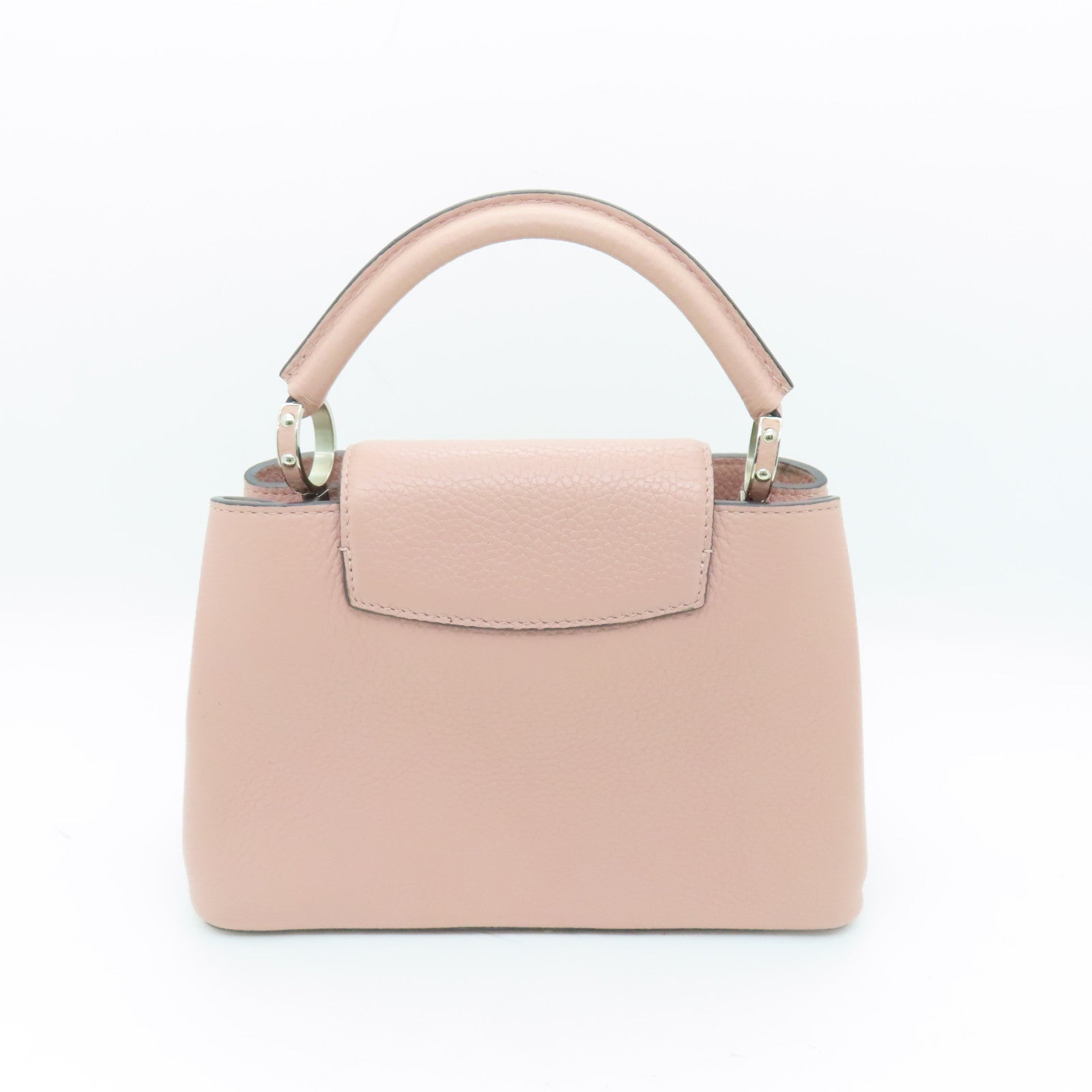 LOUIS VUITTON 牛皮皮革Capucines銀扣肩背袋粉紅色