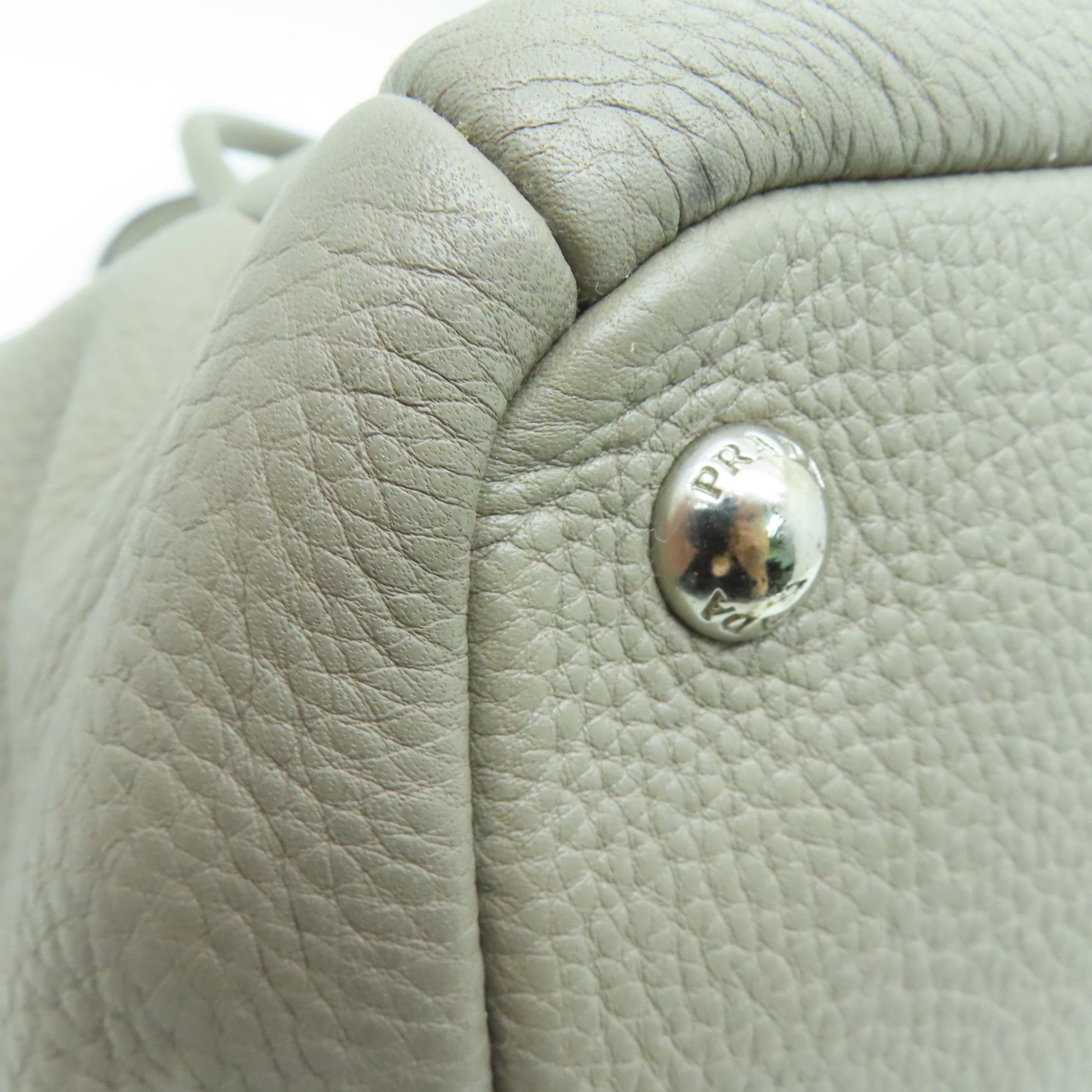 PRADA cowhide leather Shoulder Bag silver buckle handle bag / shoulder bag gray