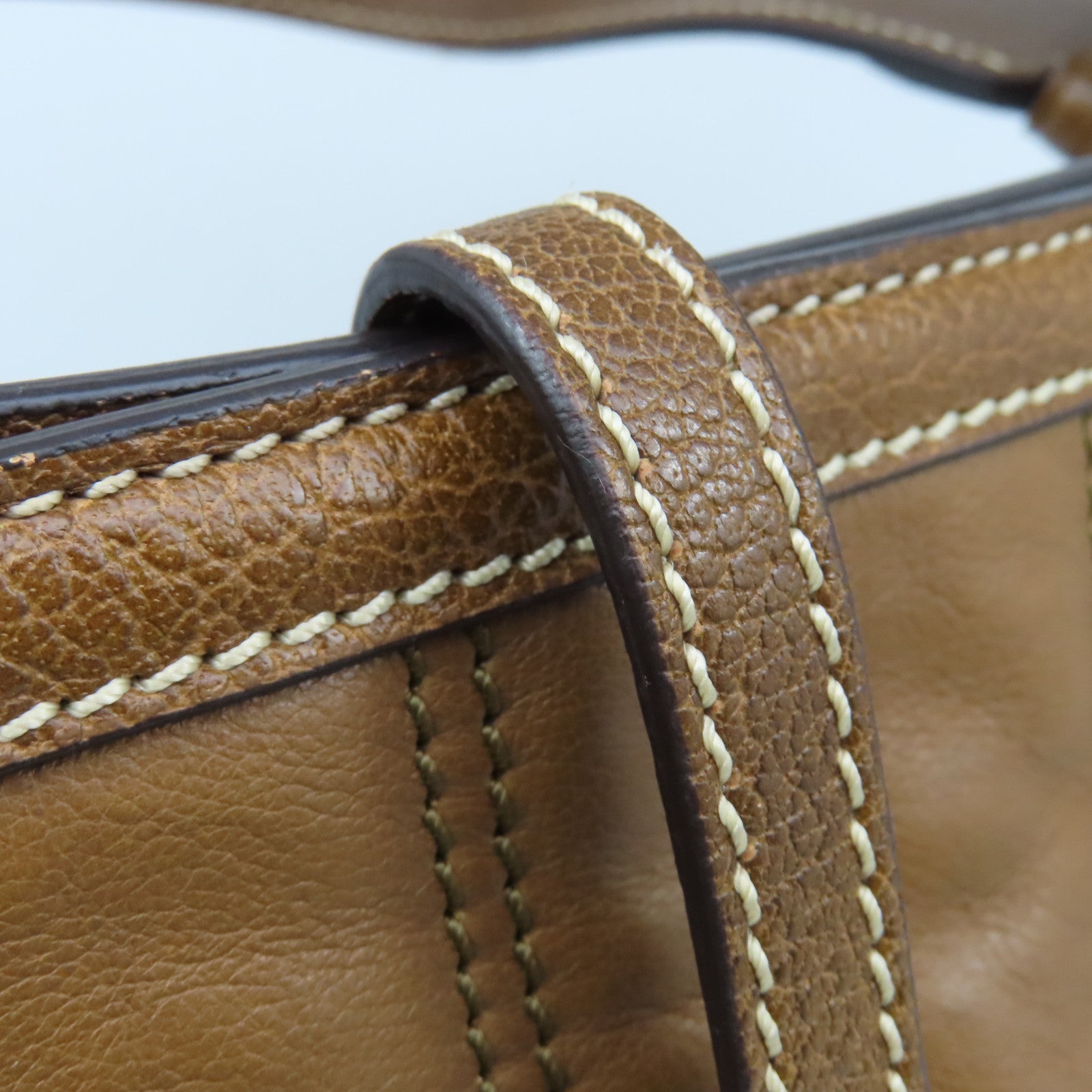 CELINE 牛皮皮革Shoulder Bag銀扣肩背袋啡色