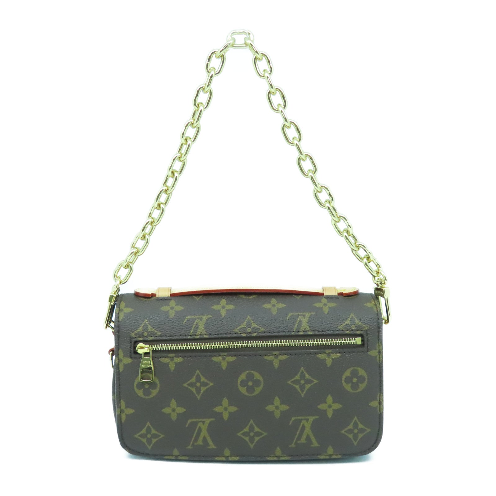 LOUIS VUITTON Monogram Pochette Metis East West金扣鏈帶手挽肩背兩用袋啡色