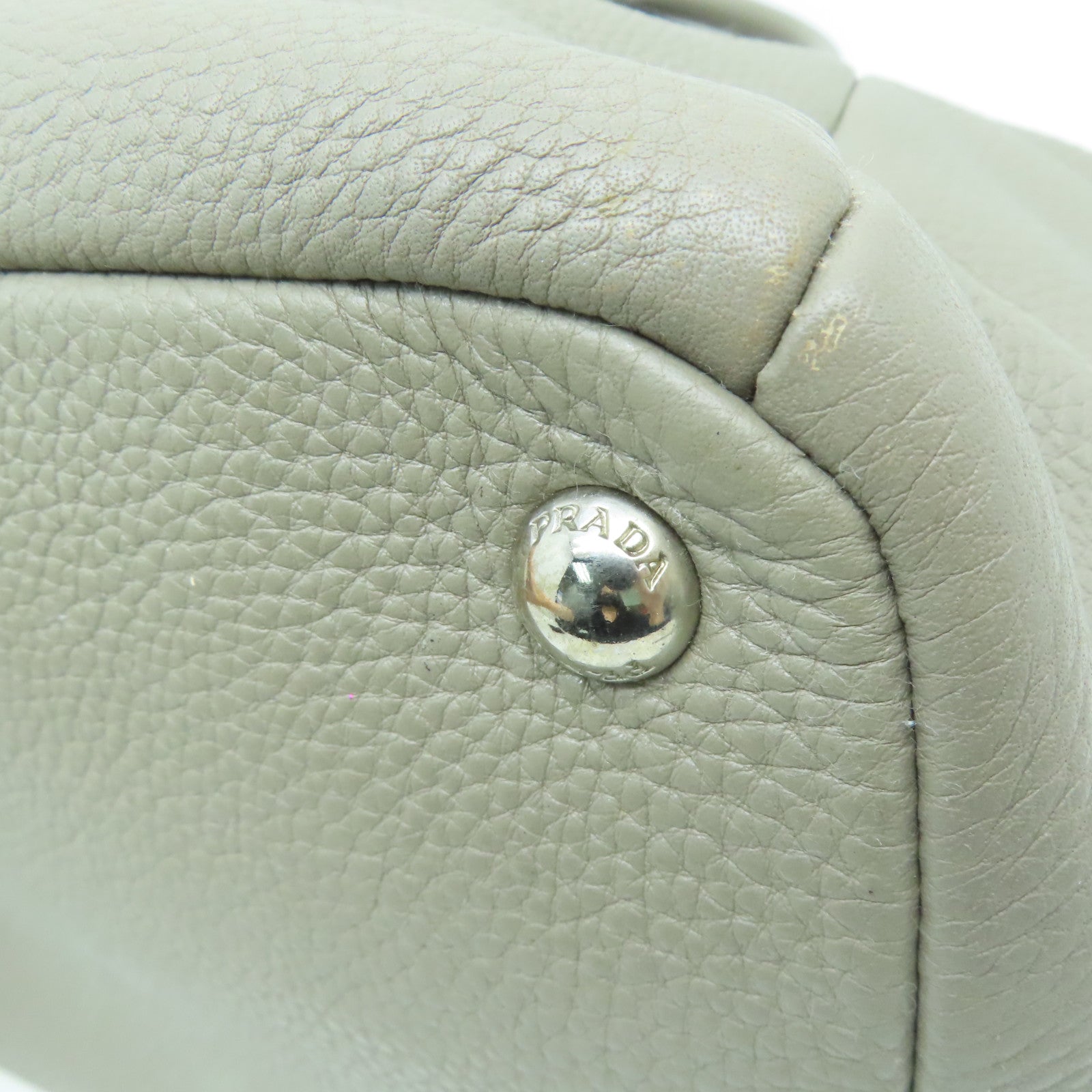 PRADA cowhide leather Shoulder Bag silver buckle handle bag / shoulder bag gray