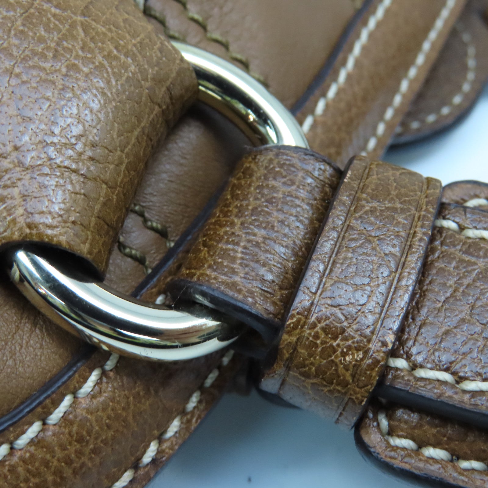 CELINE 牛皮皮革Shoulder Bag銀扣肩背袋啡色