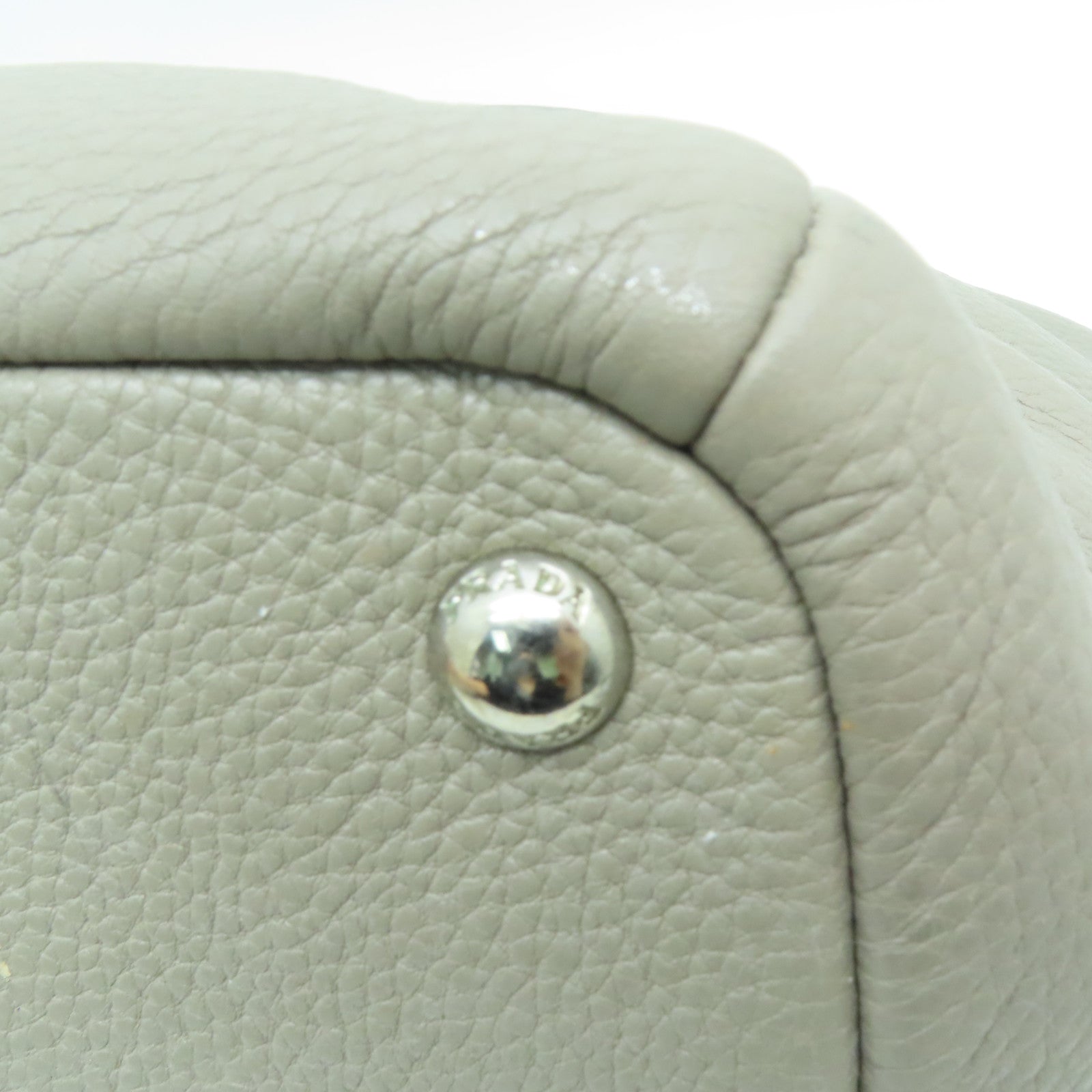 PRADA cowhide leather Shoulder Bag silver buckle handle bag / shoulder bag gray