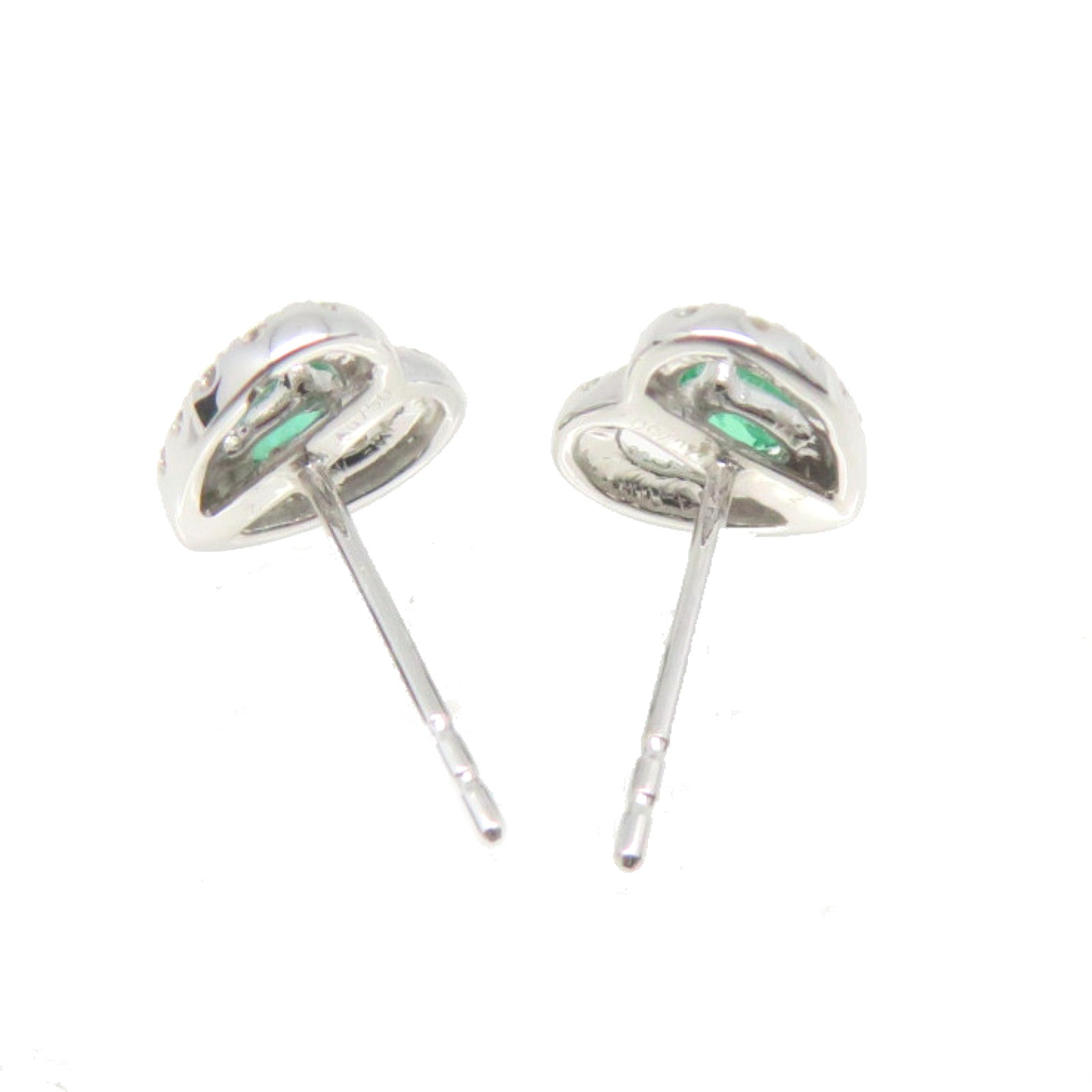 JEWELRY 18K White Gold/0.326ct Emerald/0.336ct Diamond Emerald Earrings