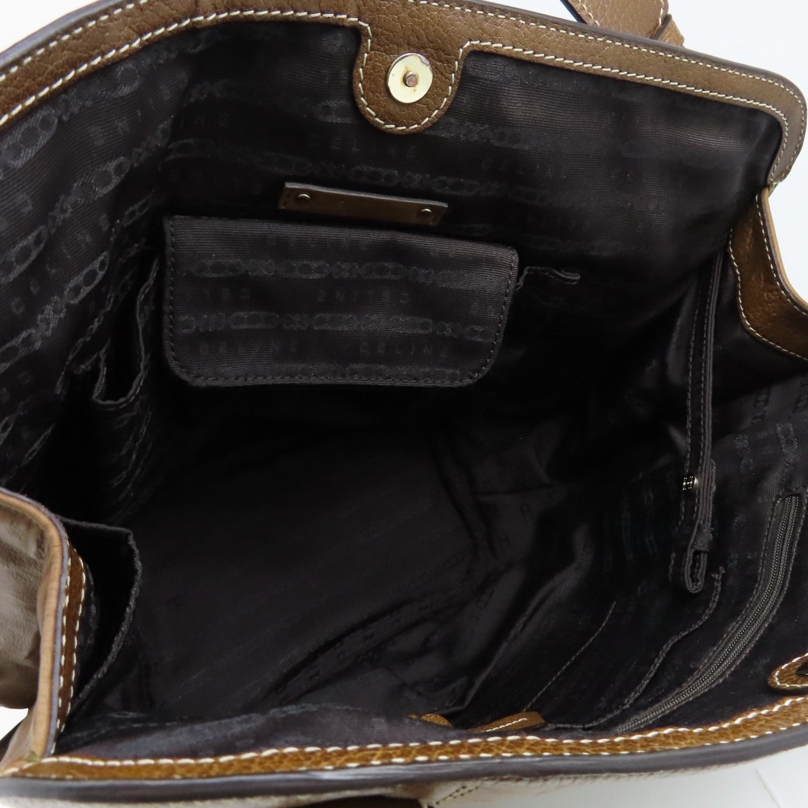 CELINE 牛皮皮革Shoulder Bag銀扣肩背袋啡色