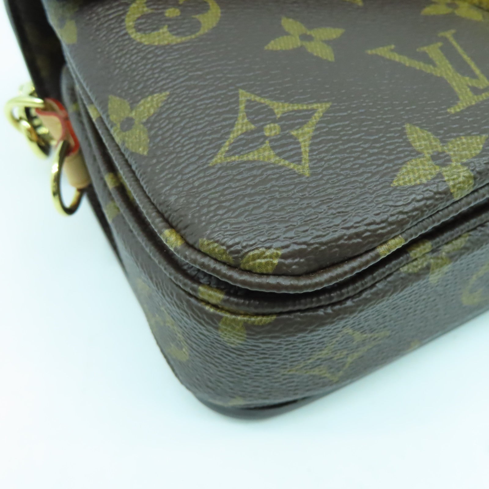 LOUIS VUITTON Monogram Pochette Metis East West金扣鏈帶手挽肩背兩用袋啡色