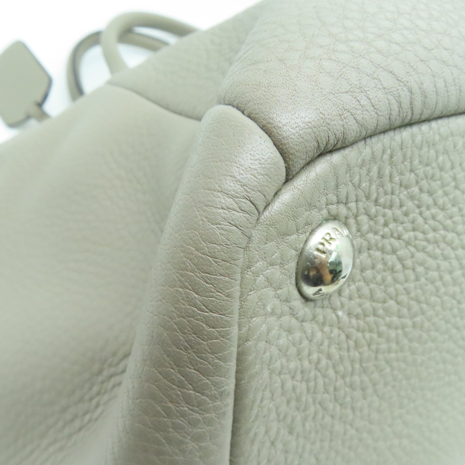 PRADA cowhide leather Shoulder Bag silver buckle handle bag / shoulder bag gray