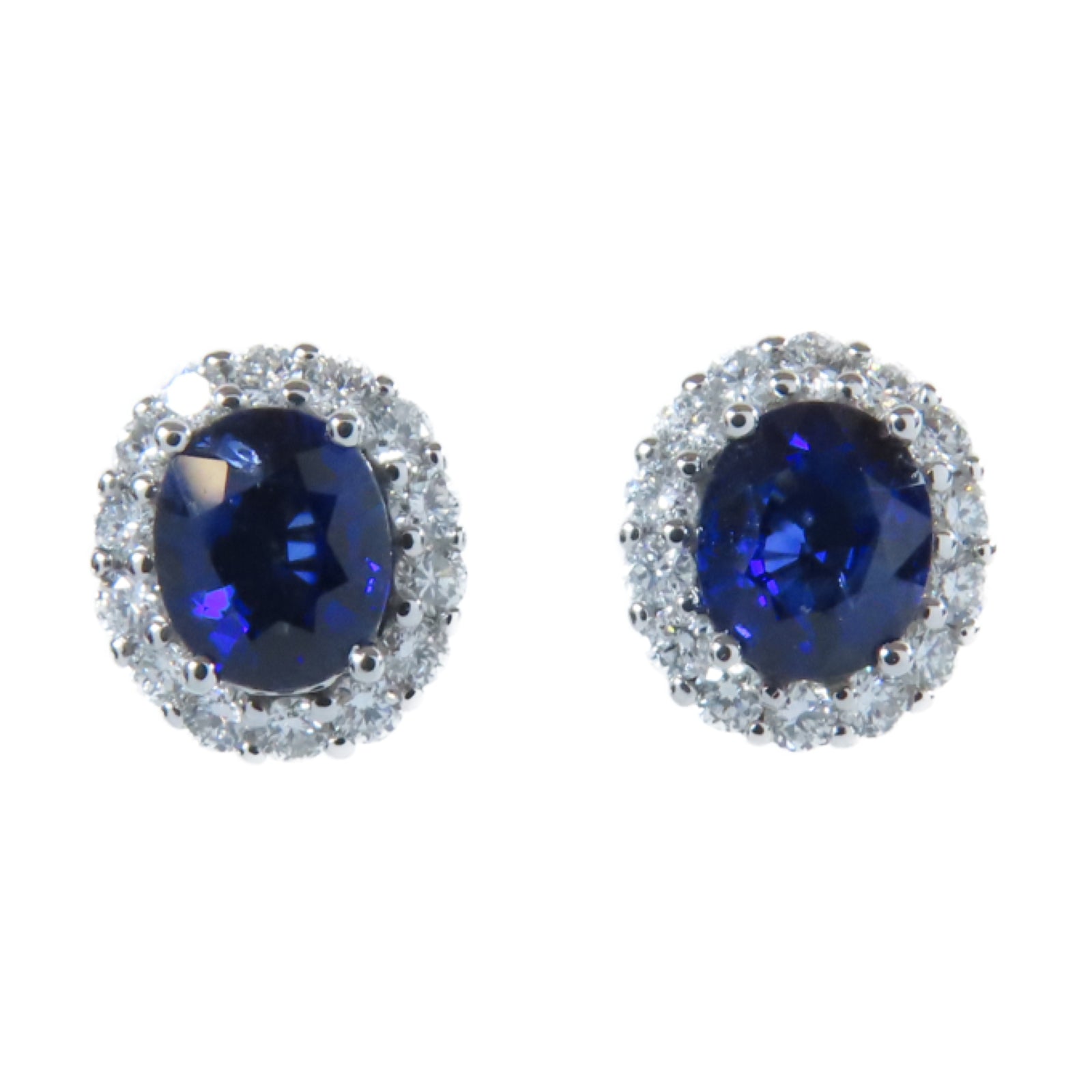 JEWELRY 18K白金Earrings 1.42ct藍寶石/0.41ct鑽石耳環