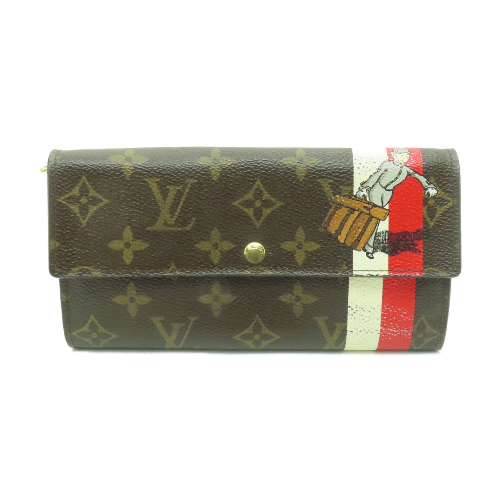 LOUIS VUITTON Monogram Groom Portefeuille Sarah金扣長錢包啡色