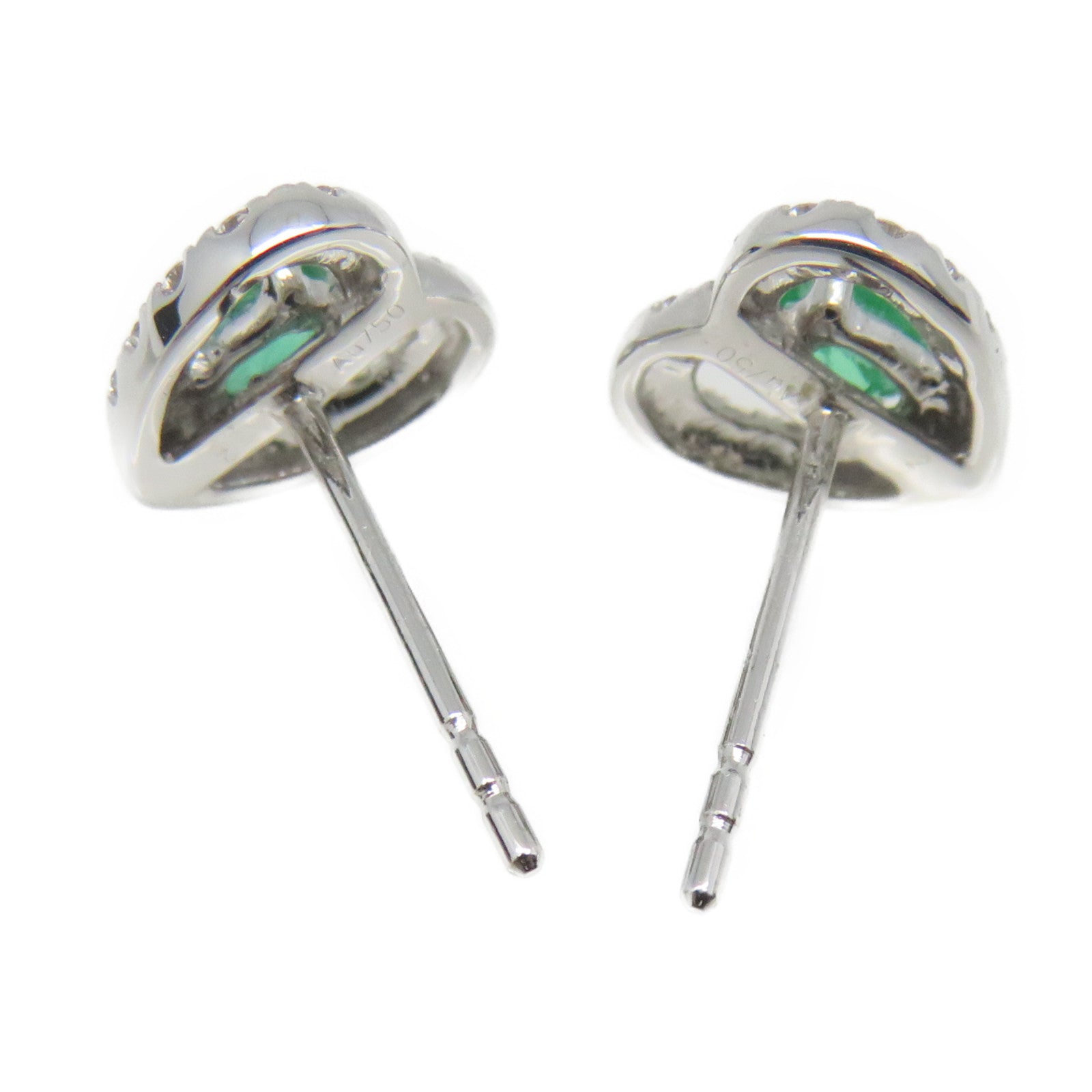 JEWELRY 18K White Gold/0.326ct Emerald/0.336ct Diamond Emerald Earrings