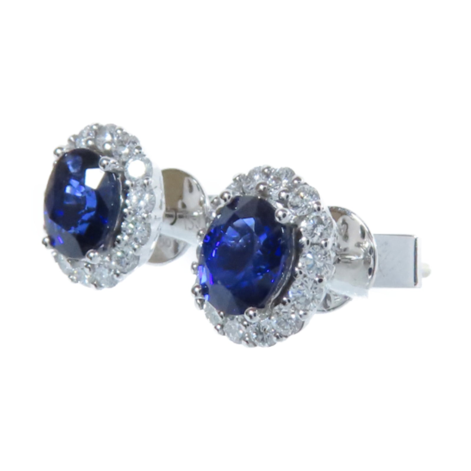 JEWELRY 18K白金Earrings 1.42ct藍寶石/0.41ct鑽石耳環