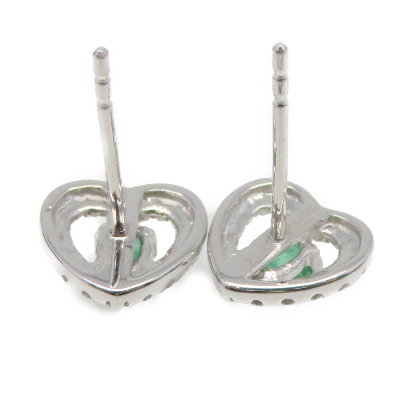 JEWELRY 18K White Gold/0.326ct Emerald/0.336ct Diamond Emerald Earrings