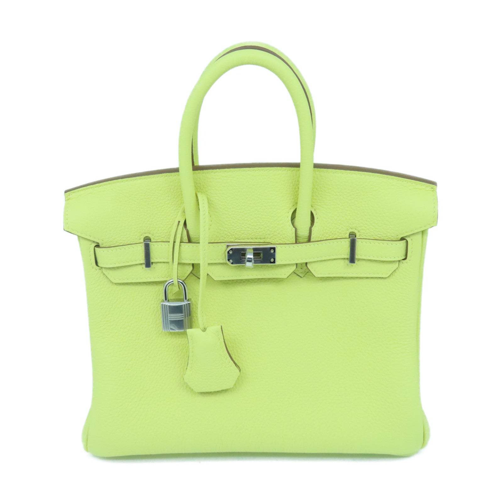 HERMES Togo皮革Birkin 25银扣手挽袋Jaune Poussin黄色