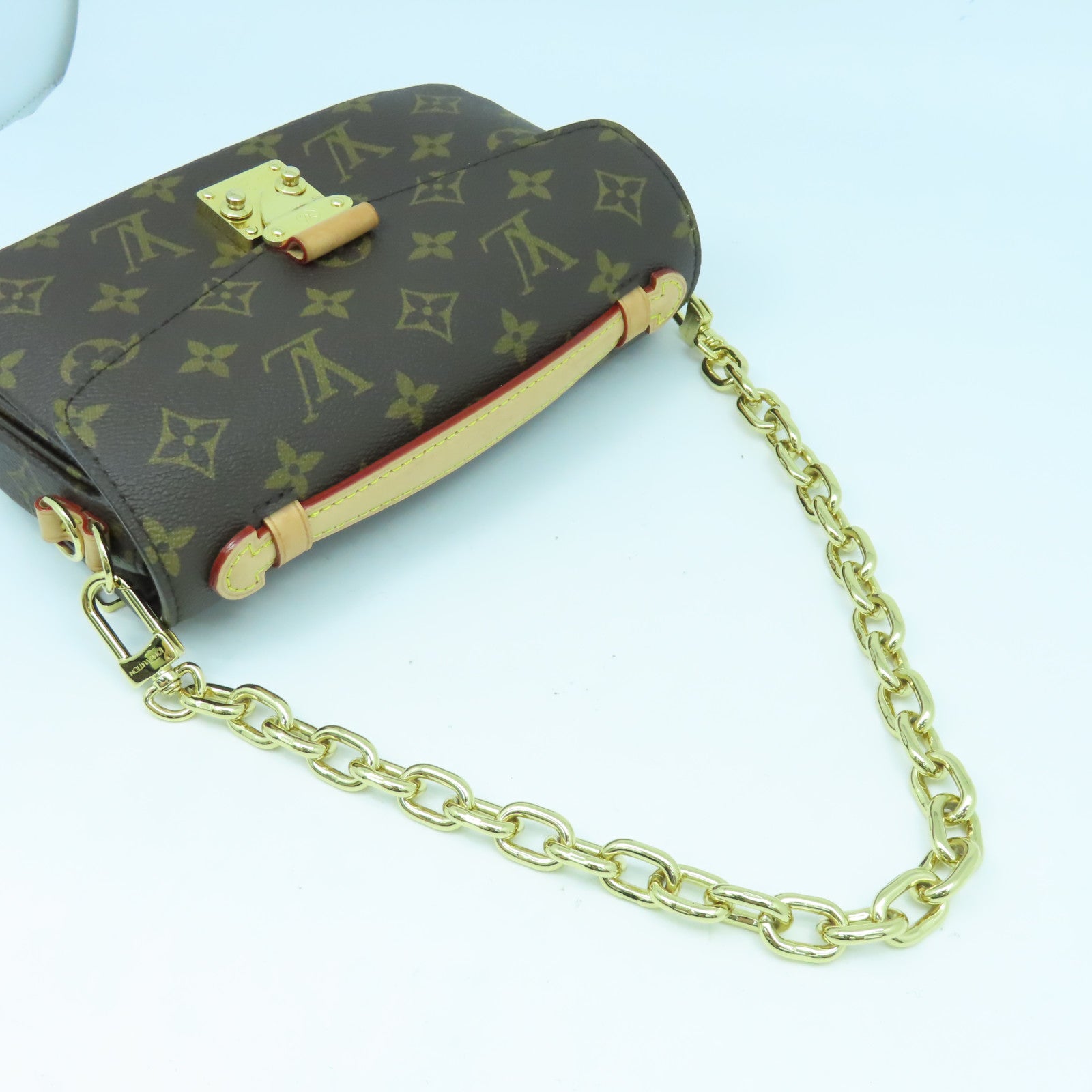 LOUIS VUITTON Monogram Pochette Metis East West金扣鏈帶手挽肩背兩用袋啡色