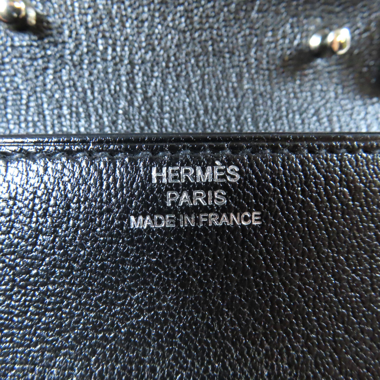 HERMES Chevre皮革Cinhetic Mini銀扣肩背袋黑色